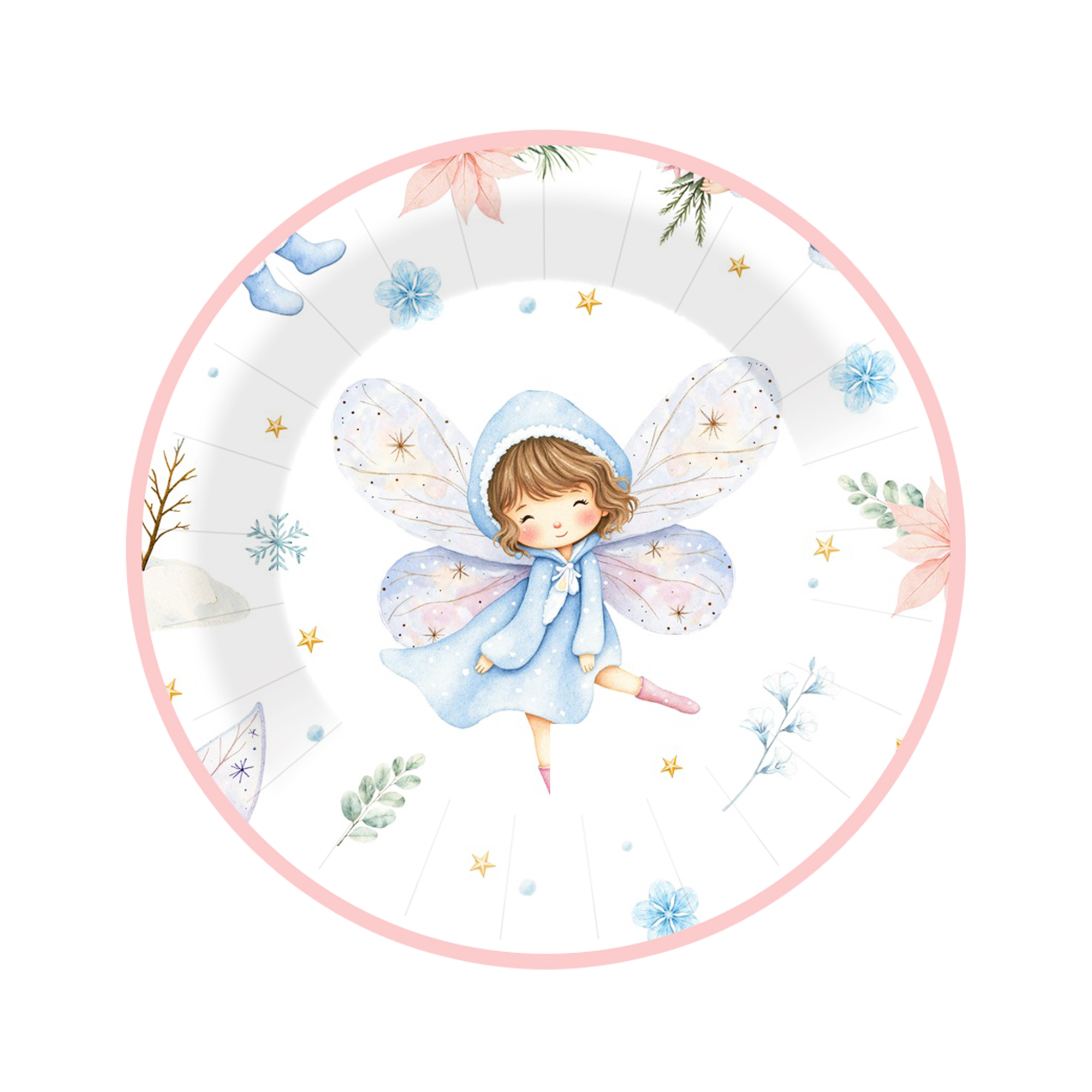 Kids Theme White Background Baby Blue Fairy Pattern 9 inch Plate