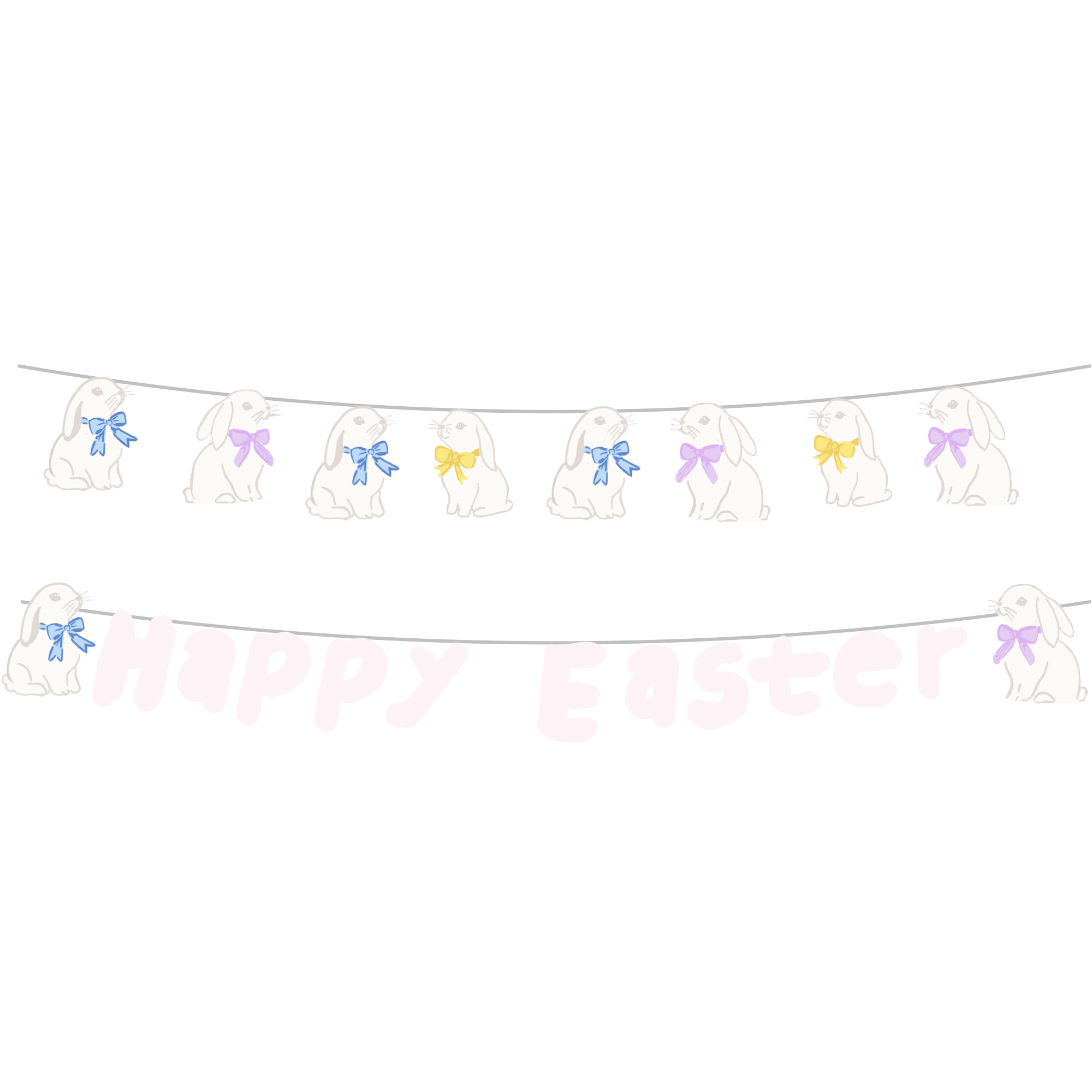 Easter Theme Rabbit Happy Easter Paper Banner