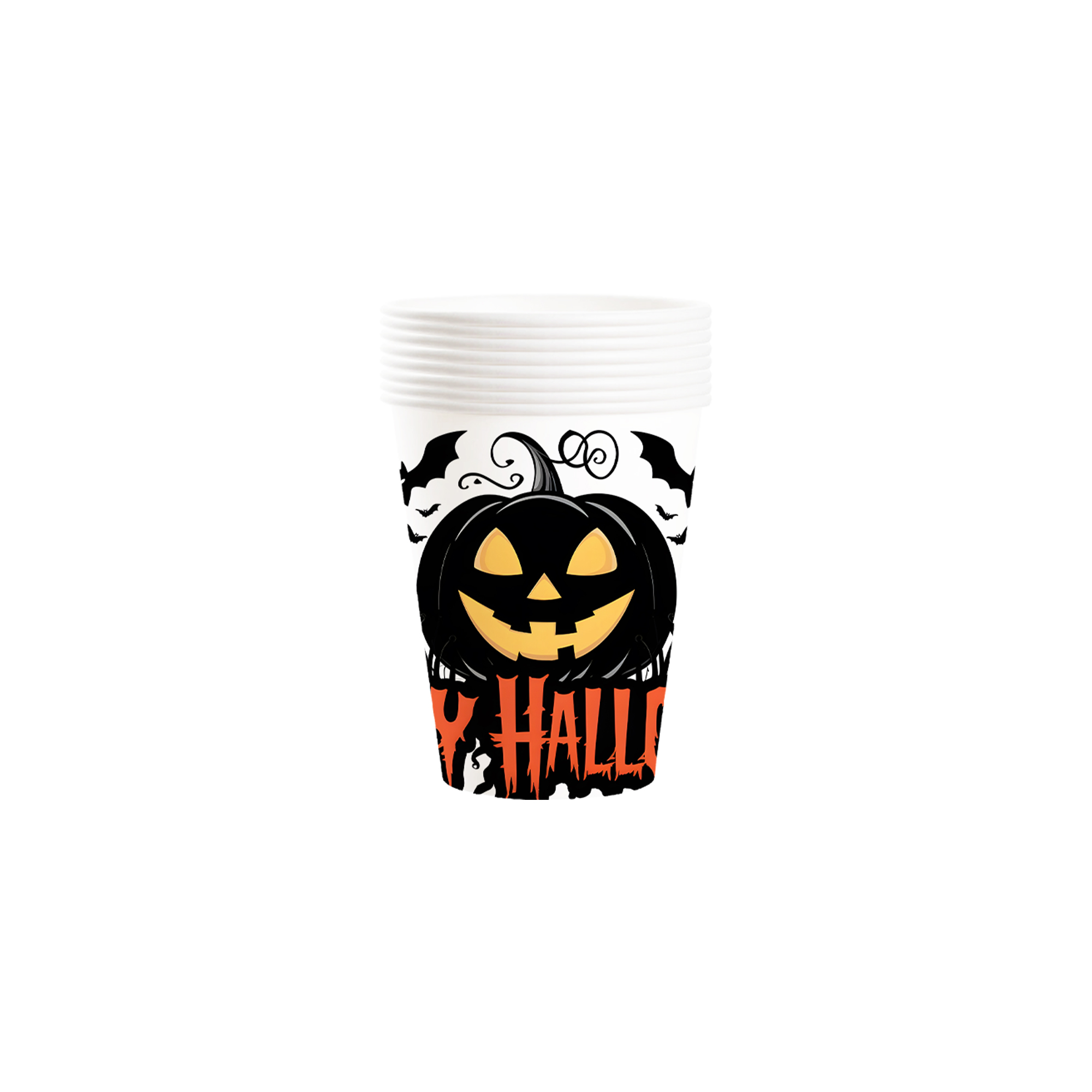 Halloween Theme White Background Black Pumpkin Pattern 9oz Cup