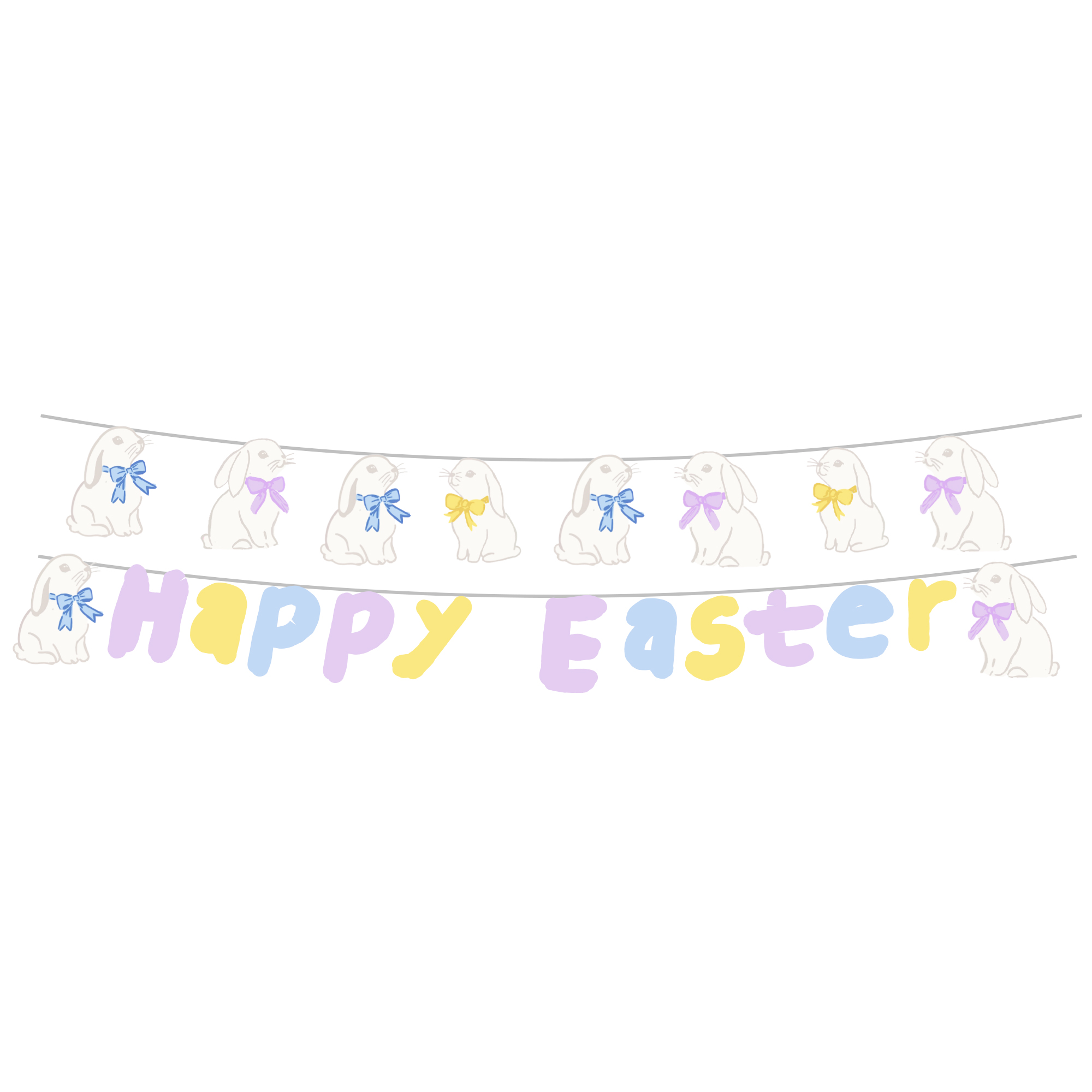 Easter Theme Rabbit Happy Easter Paper Banner