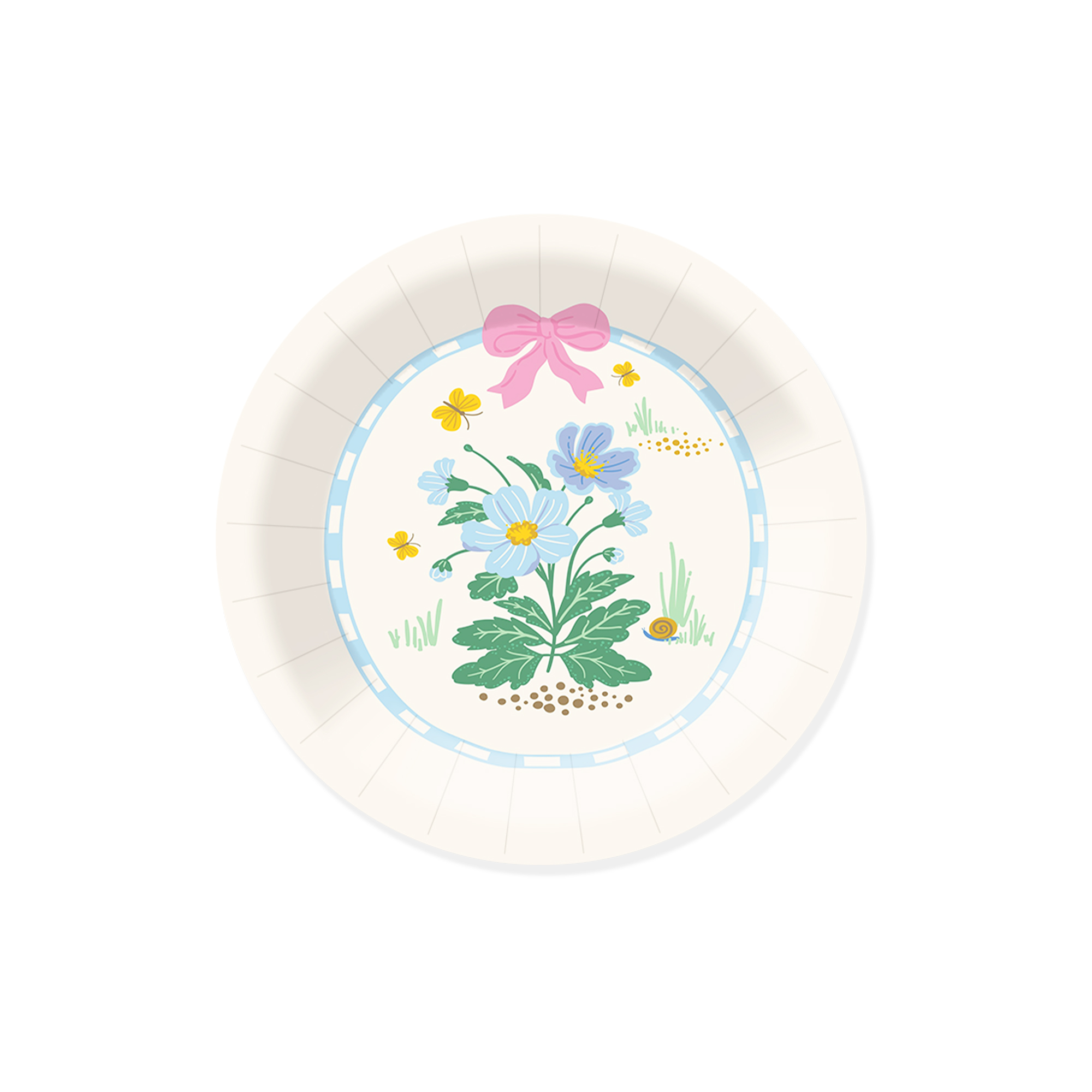 Floral Theme Beige Round Shape Dessert Plate