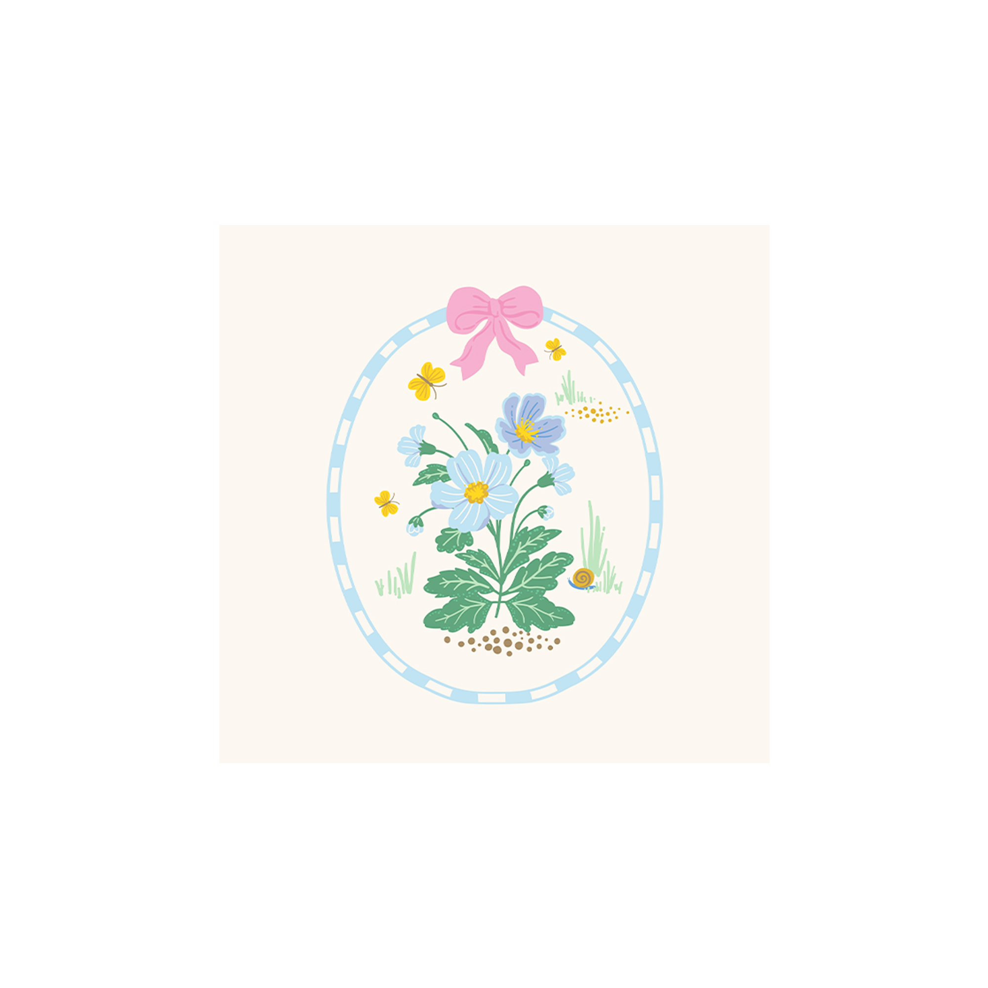 Floral Theme Beige with Flower Bowknot Napkin
