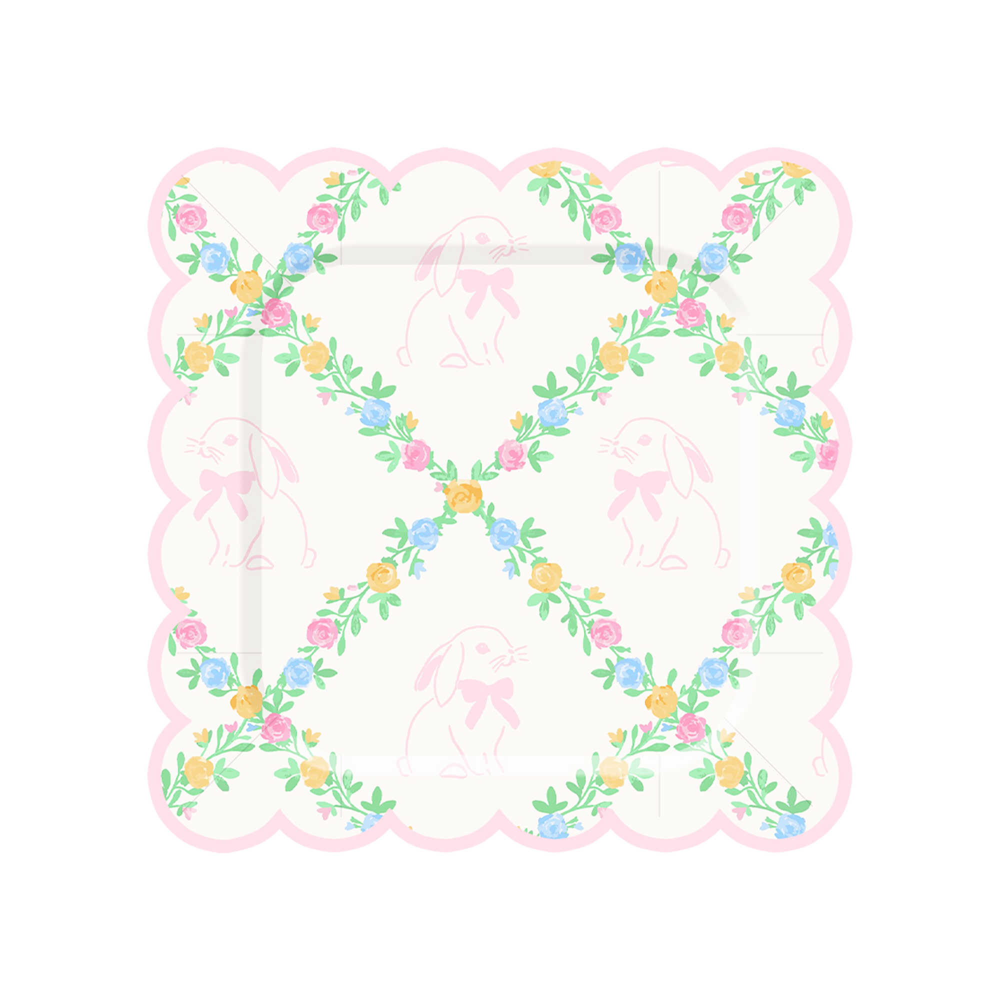 Easter Theme Beige Square Dinner Plate