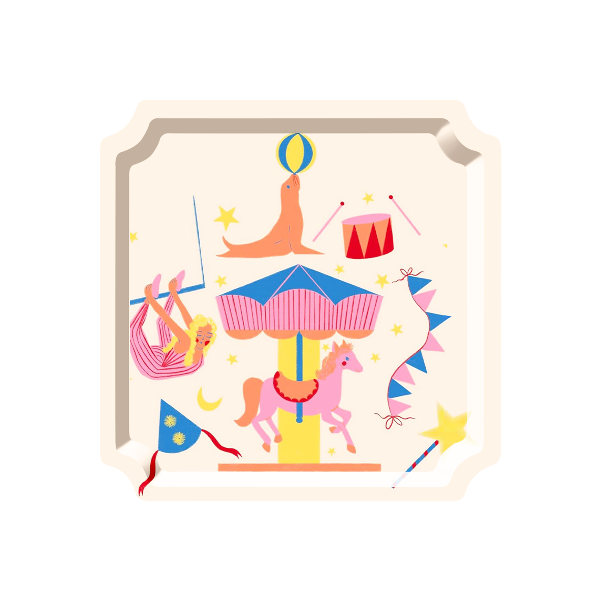 Circus Theme Square Shape Dinner Plate