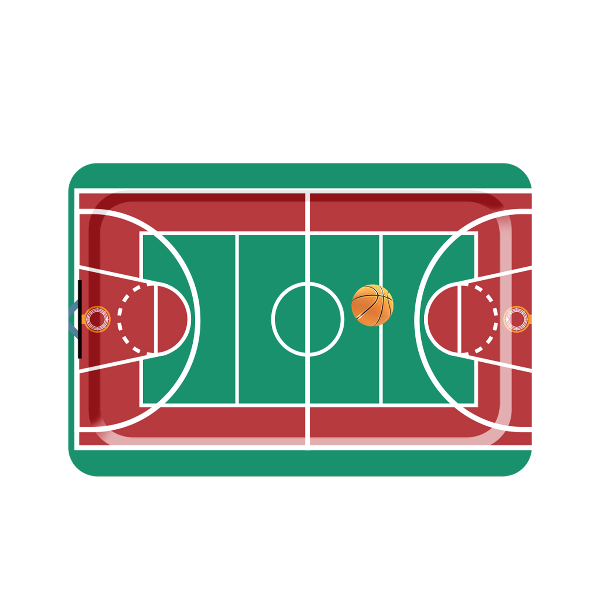 Sports Theme Basketball Court Pattern Square 10.5 inch Plate