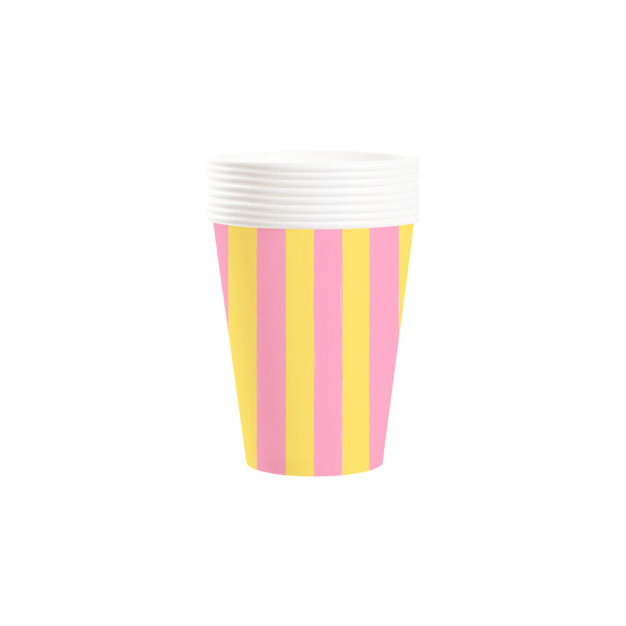 Circus Theme Pink and Yellow Stripe Paper Cup