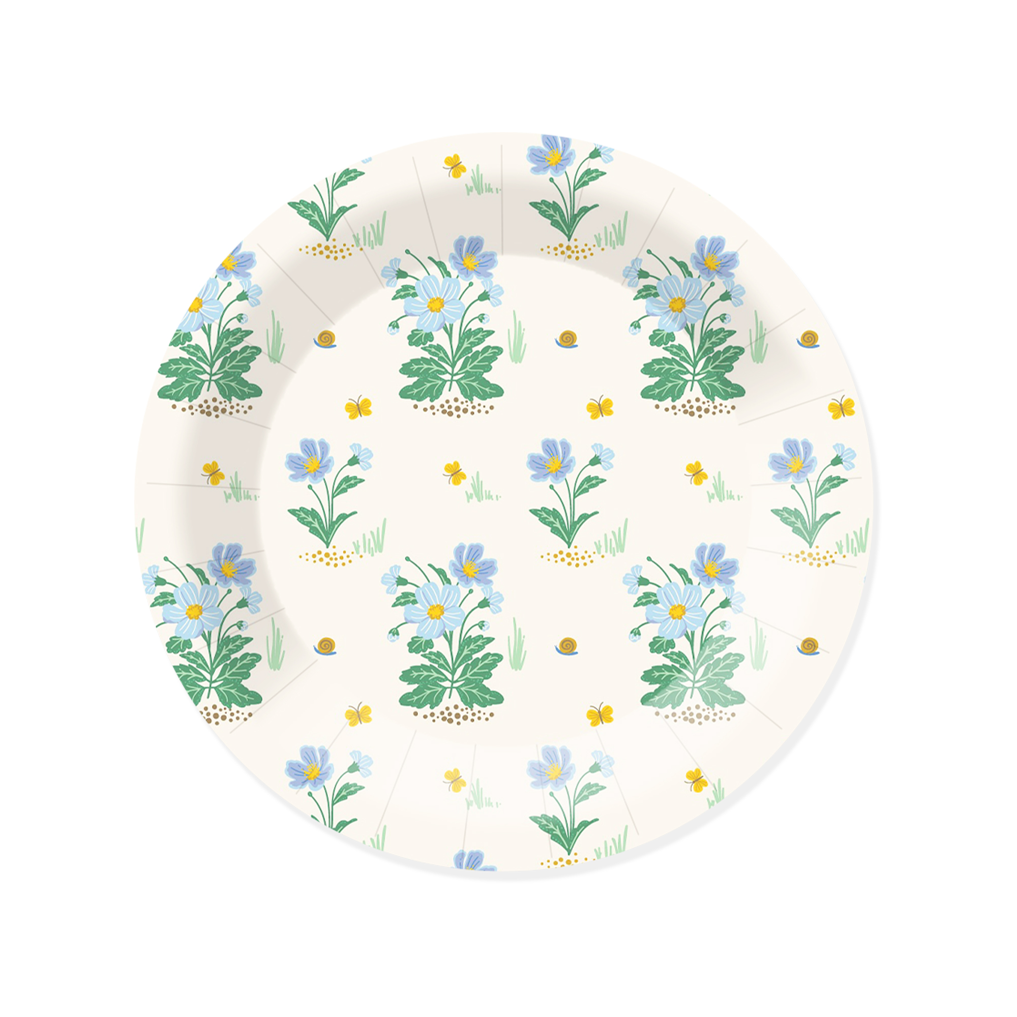 Floral Theme Beige Round Shape Dinner Plate