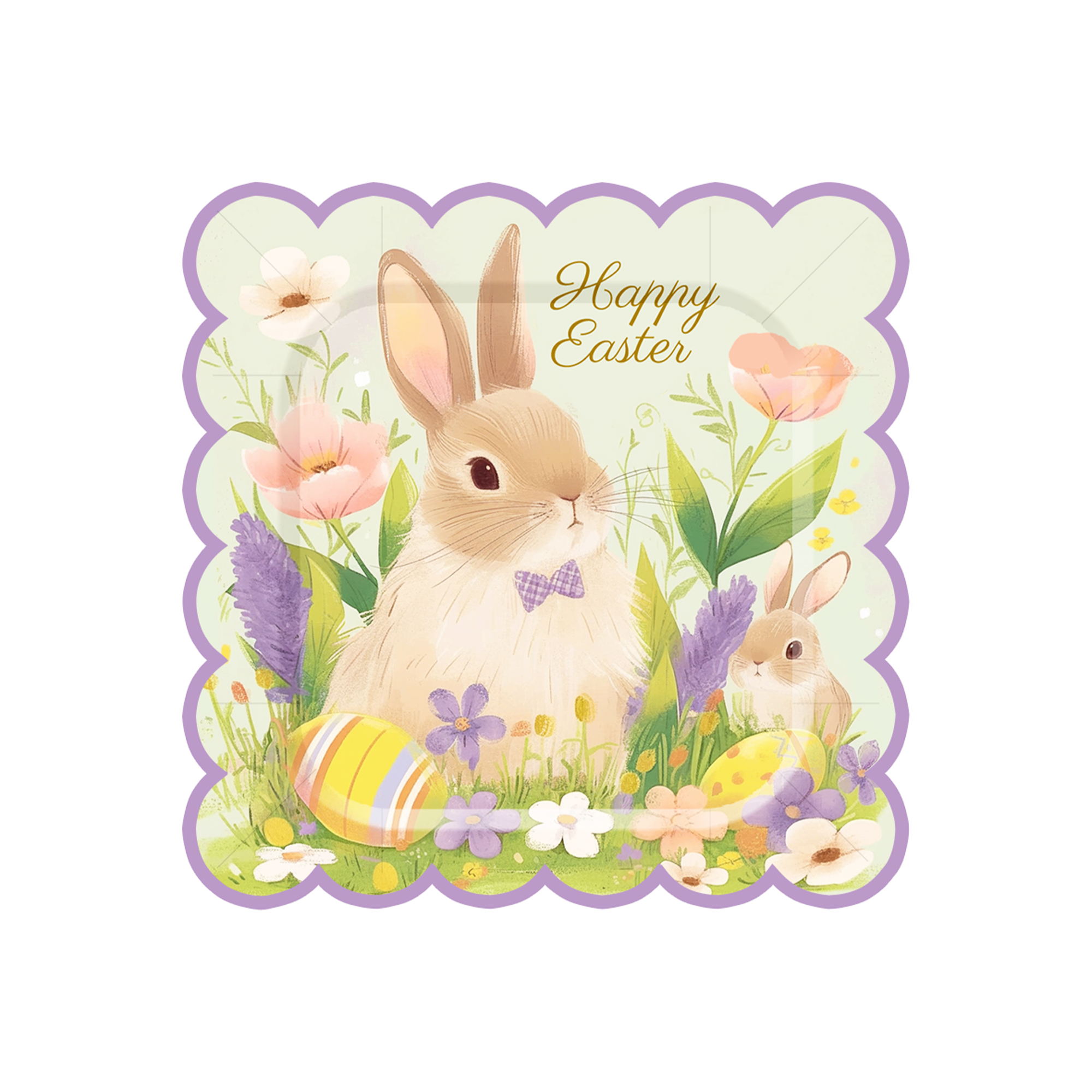 Easter Theme Square Shape Dinner Plate