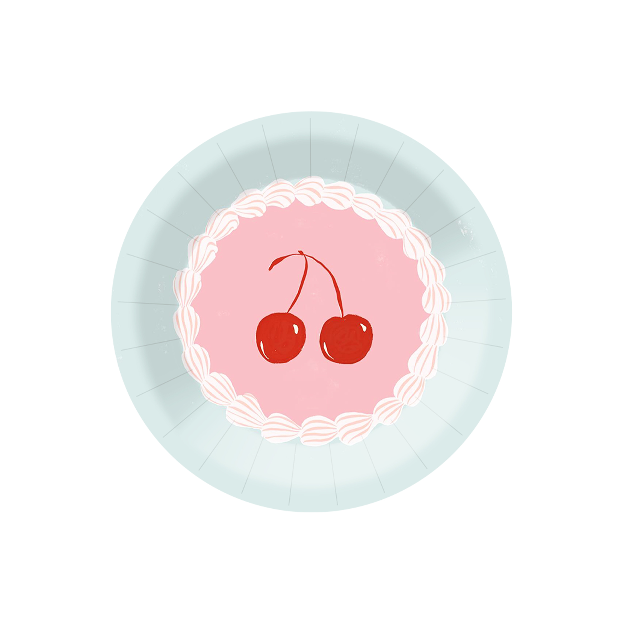 Fruit Theme Pink and Blue Round Shape Dessert Plate