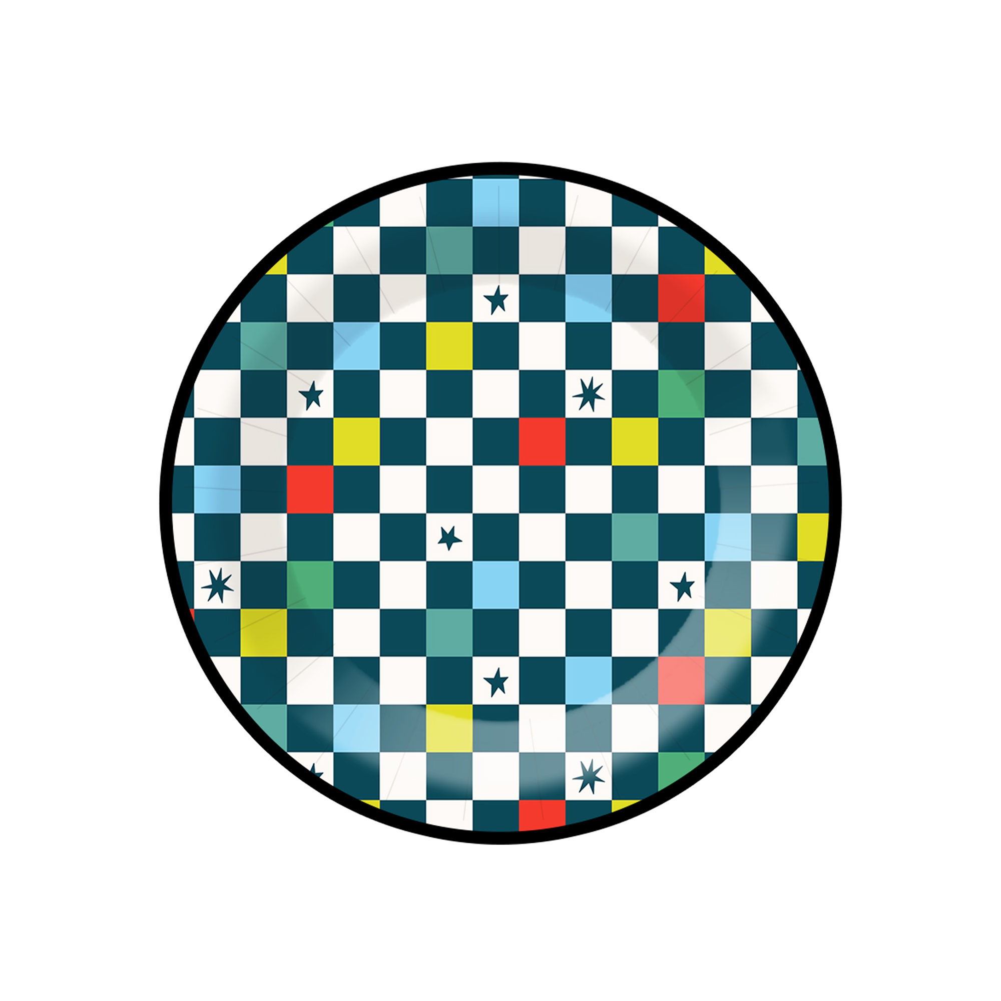 Kids Theme Dark Green Background Grid Pattern 9 inch Plate