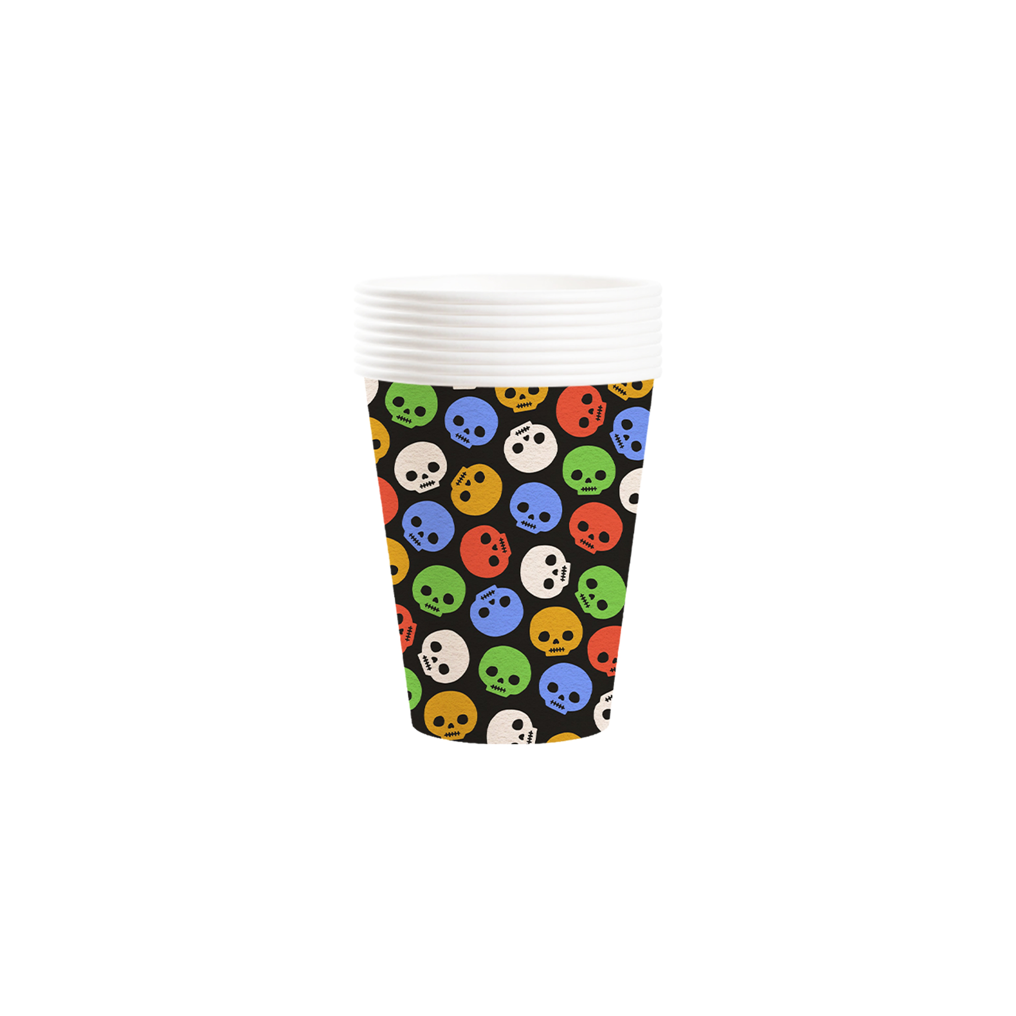 Halloween Theme Black Background Colorful Skull Pattern 9oz Cup