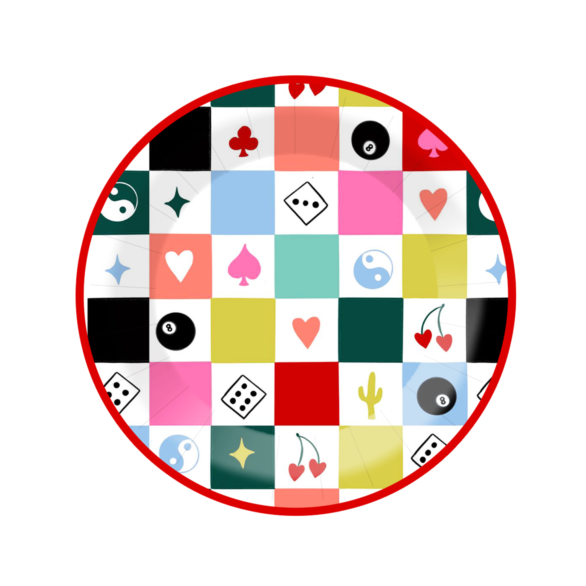 Chessboard Board Game Round Shape Dinner Plate