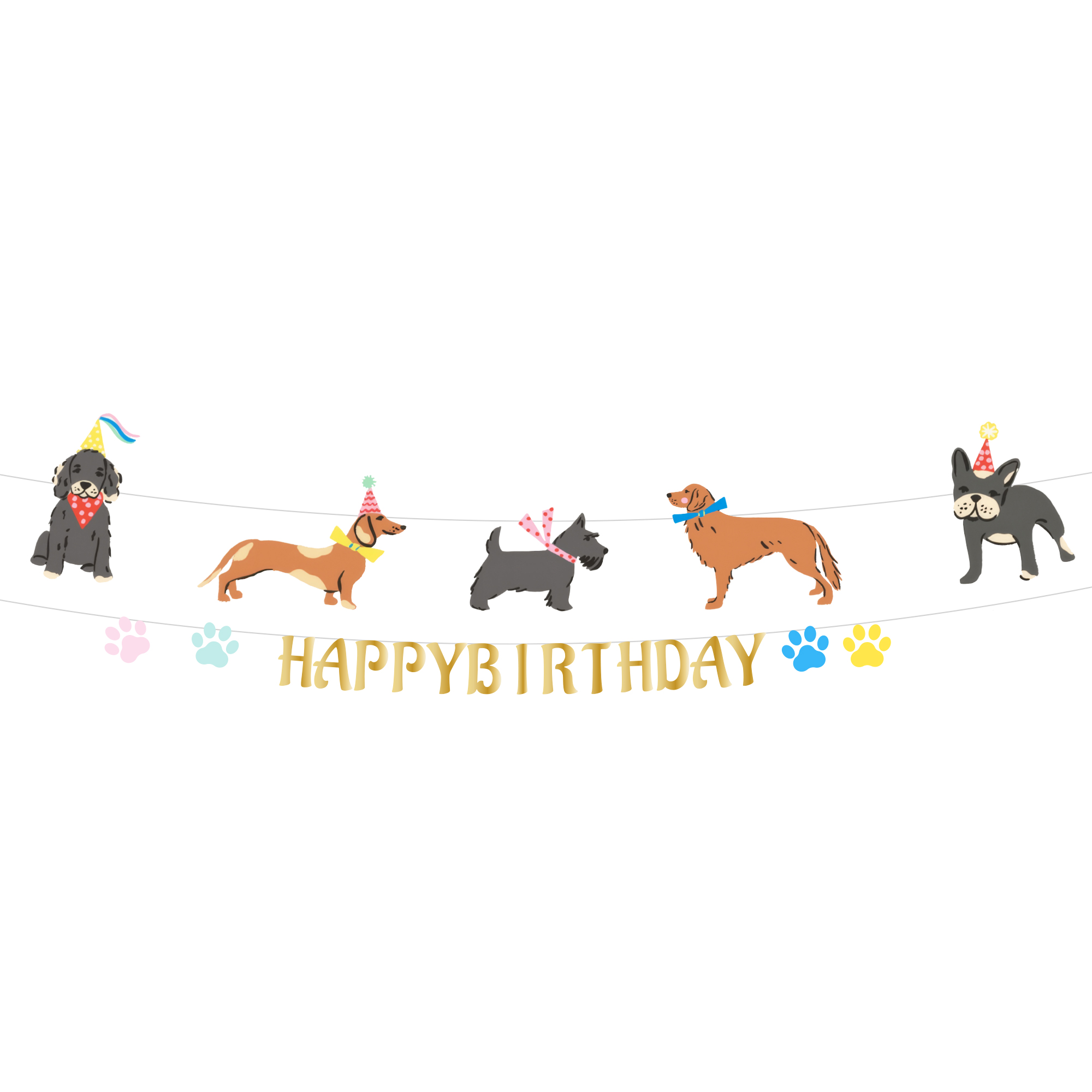 Animal Theme Dog Happy Birthday Paper Banner