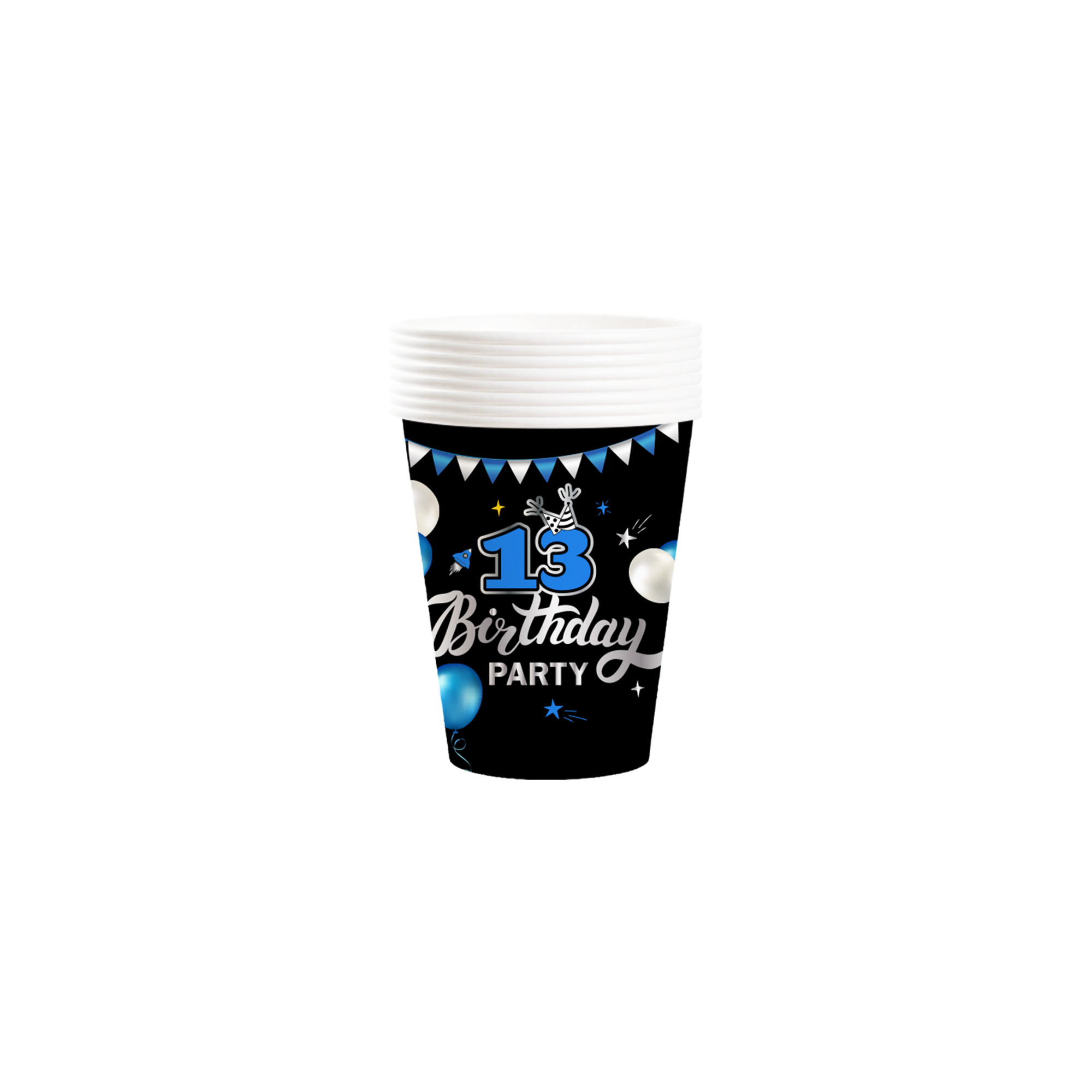Birthday Theme Black Background 13th Birthday Pattern 9oz Cup