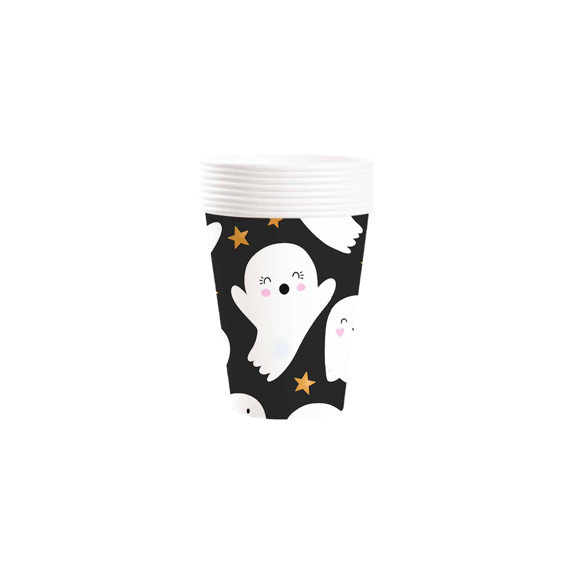 Halloween Theme Black Background Cute Ghost Pattern 9oz Cup