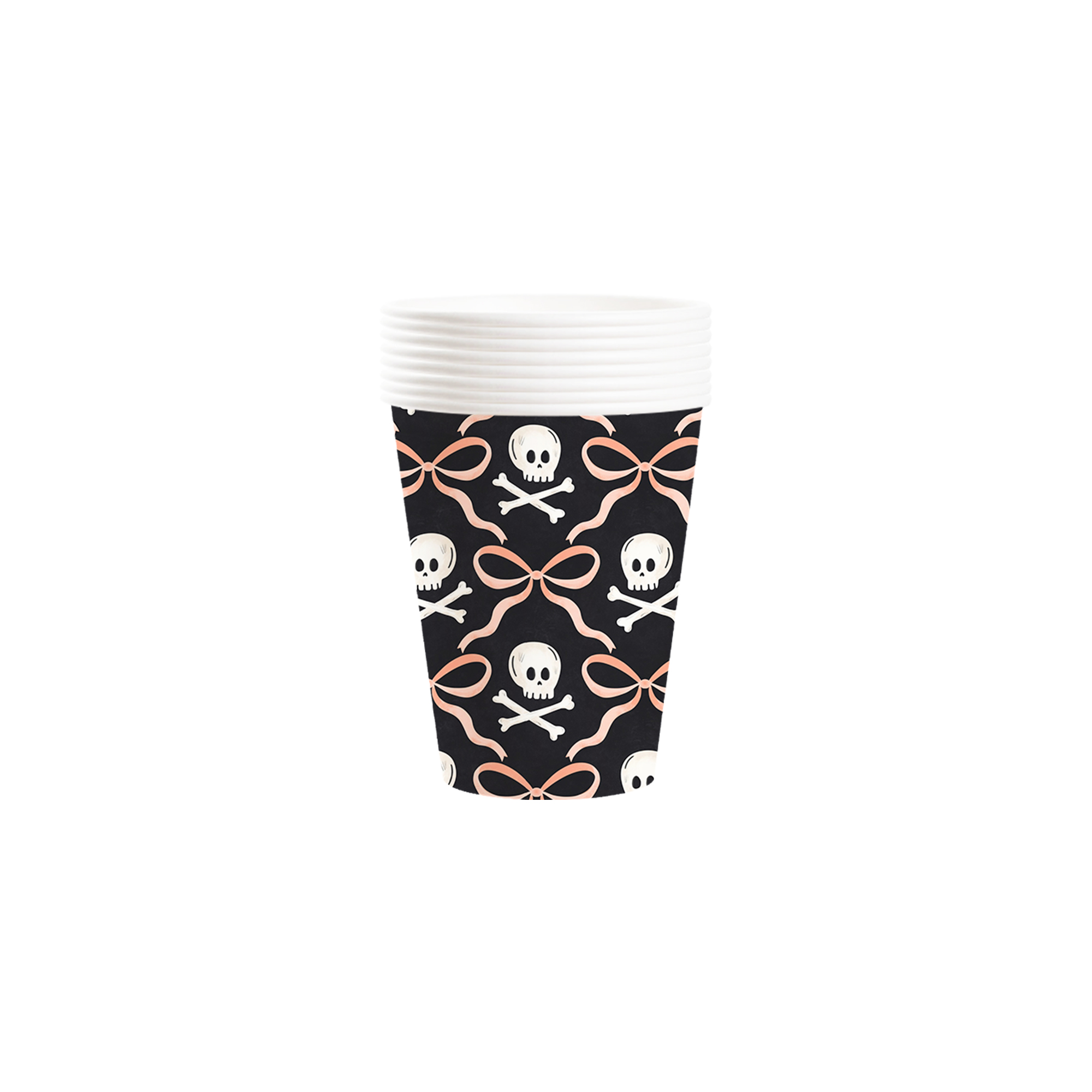Halloween Theme Black Background Skull&Bow Pattern 9oz Cup
