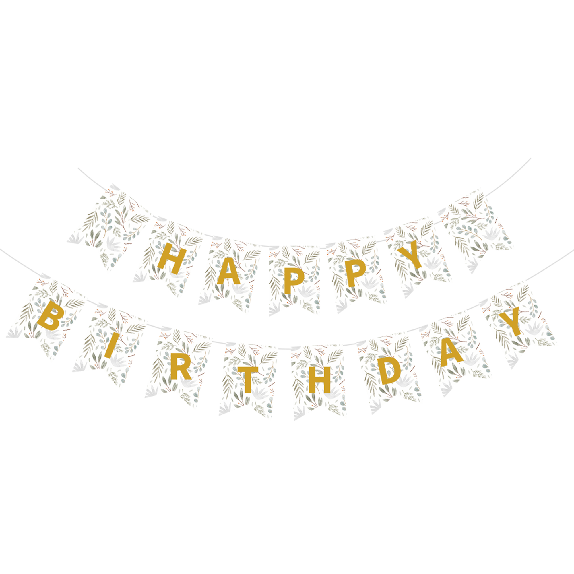 Floral Theme with Eucalyptus Happy Birthday Paper Banner