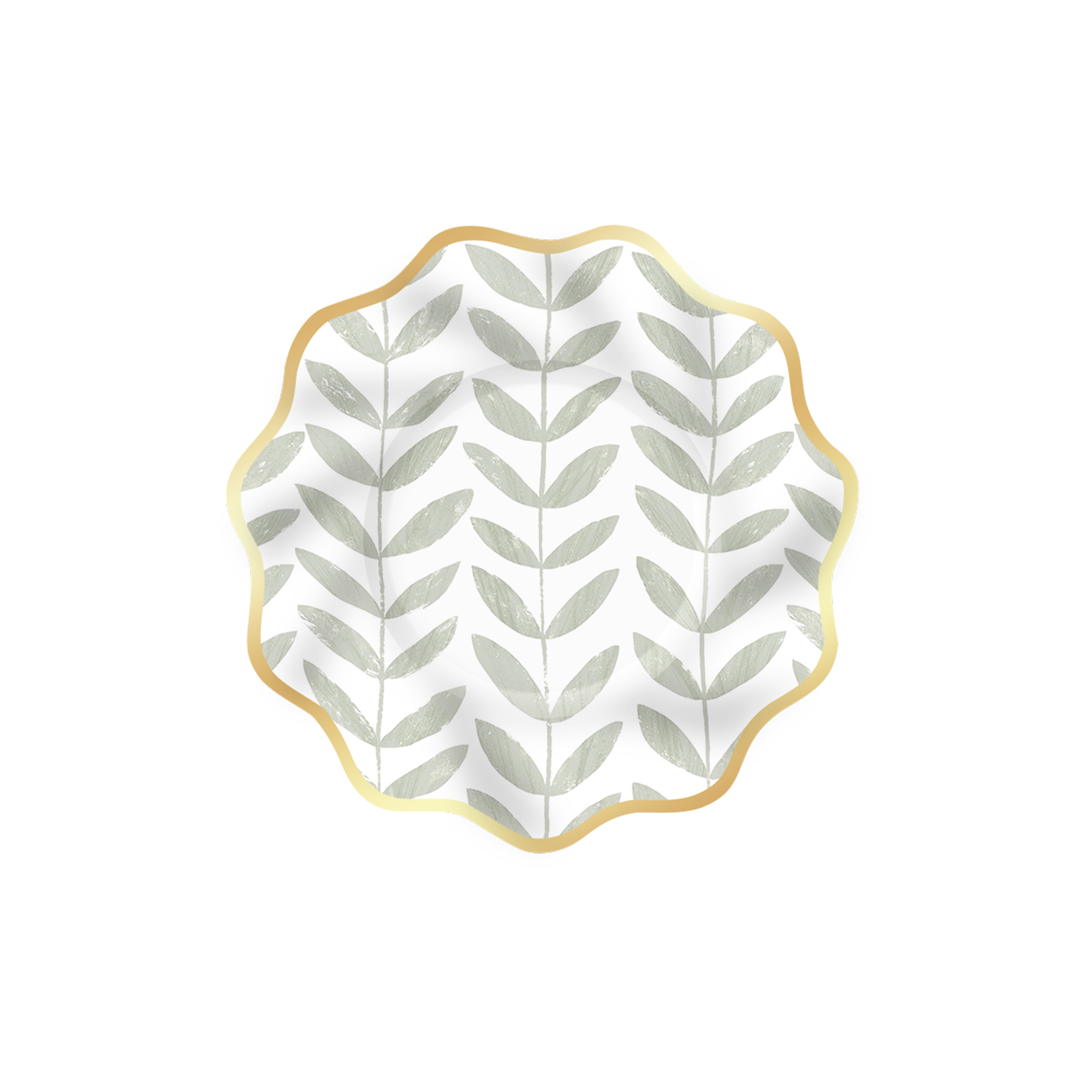 Floral Theme Wave Edge Gold Foil Dessert Plate