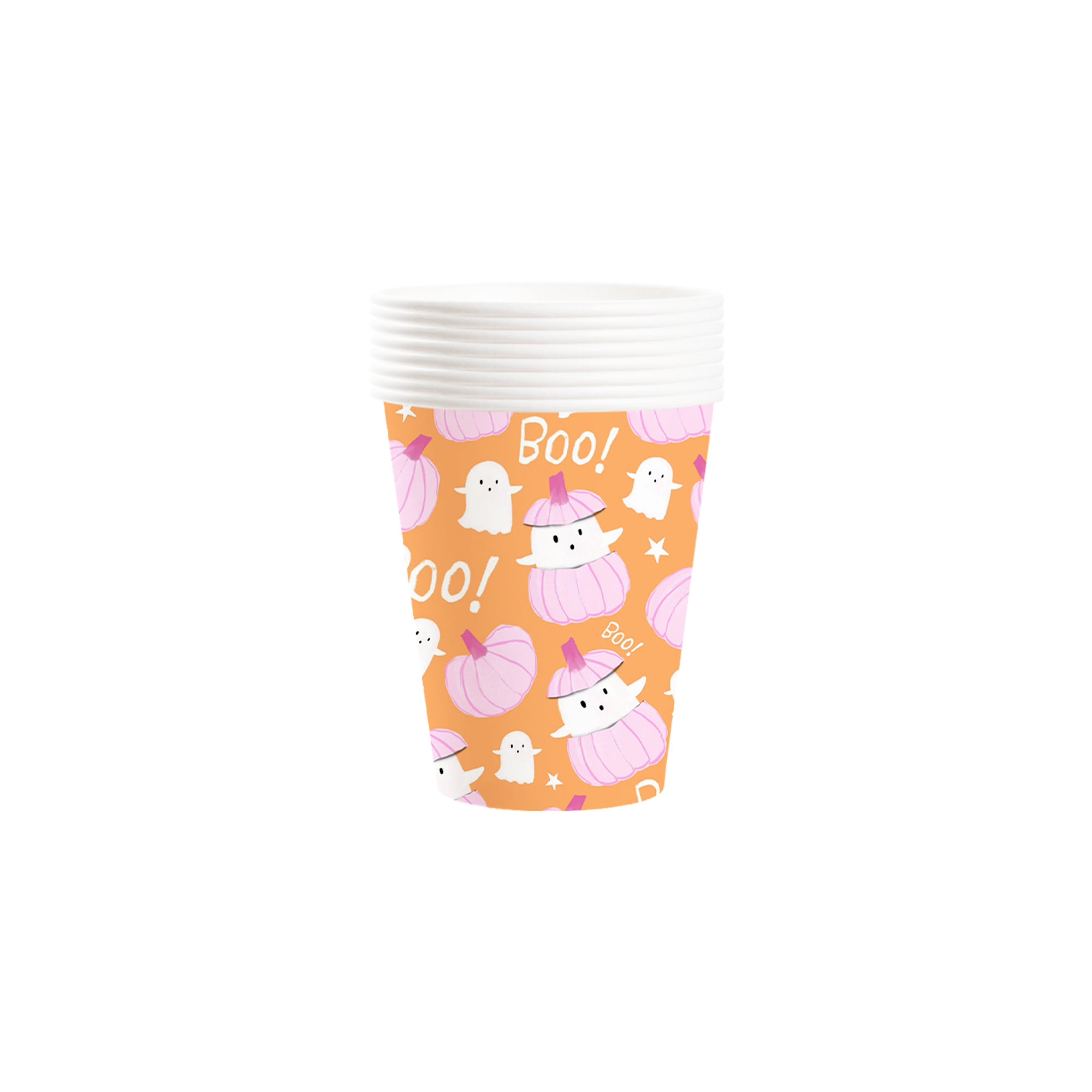 Halloween Theme Orange Background Cute Pumpkin&Ghost Pattern 9oz Cup