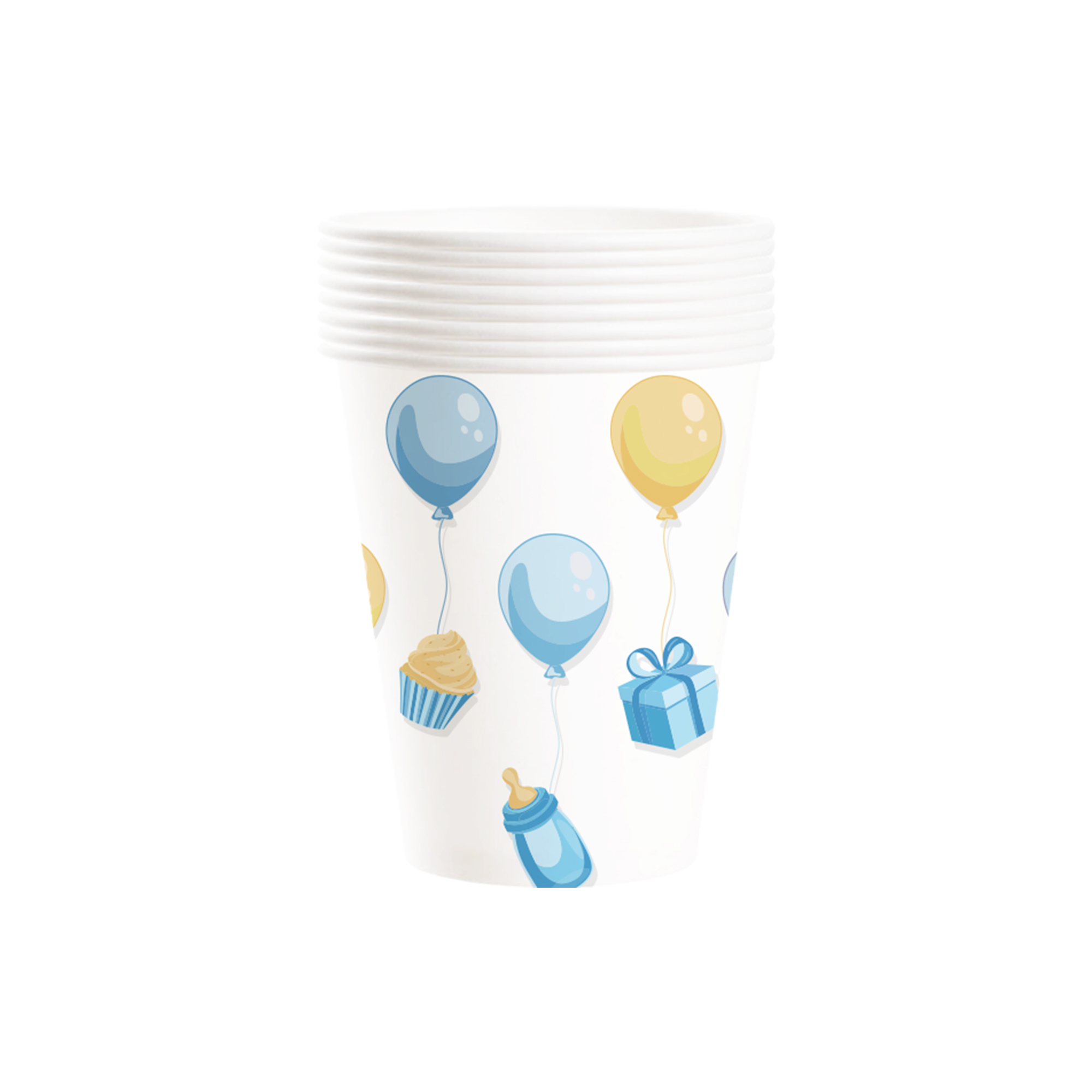 Baby Shower Theme Beige Background Blue Balloon Pattern 9oz Cup