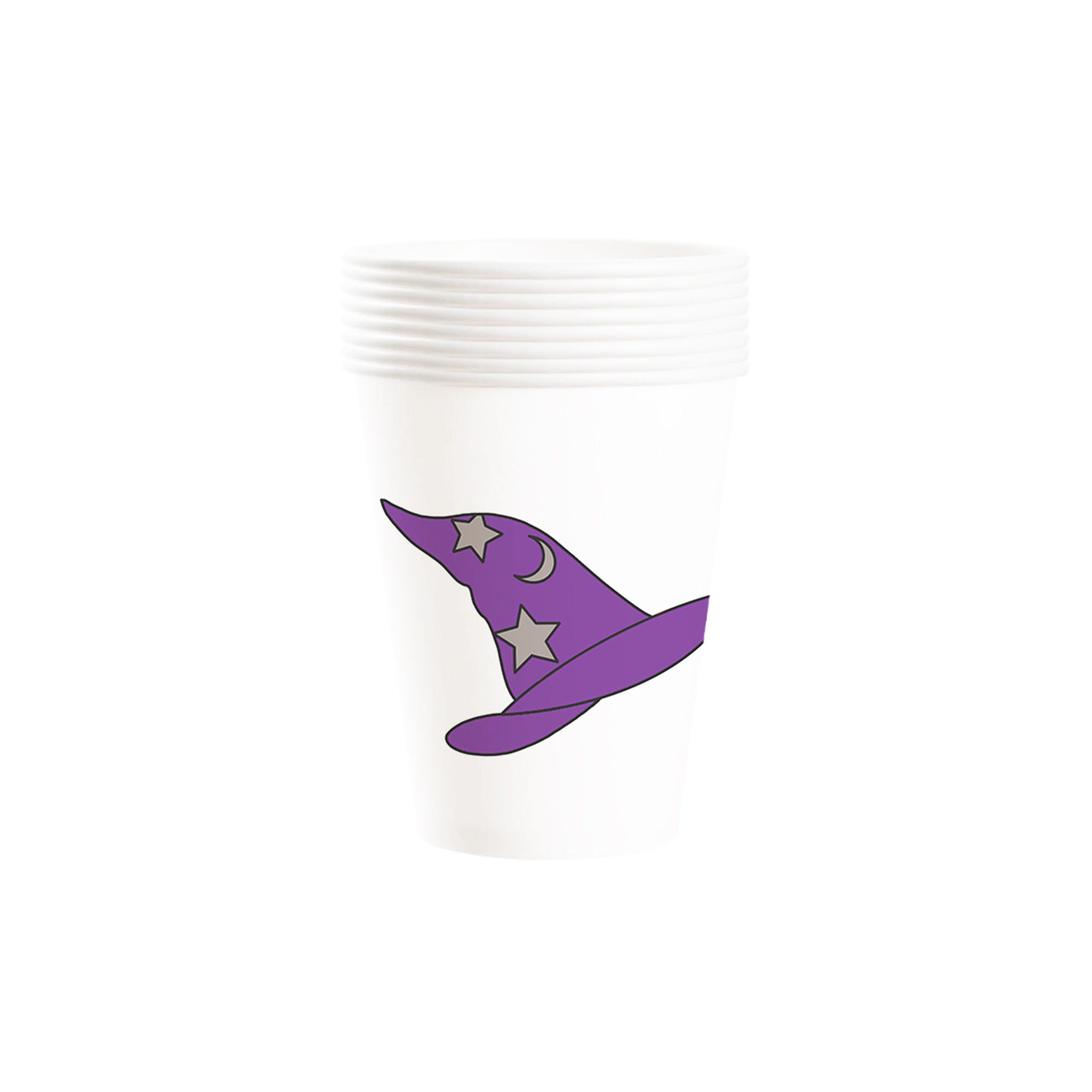 Halloween Theme White Background Witch Hat Pattern 9oz Cup