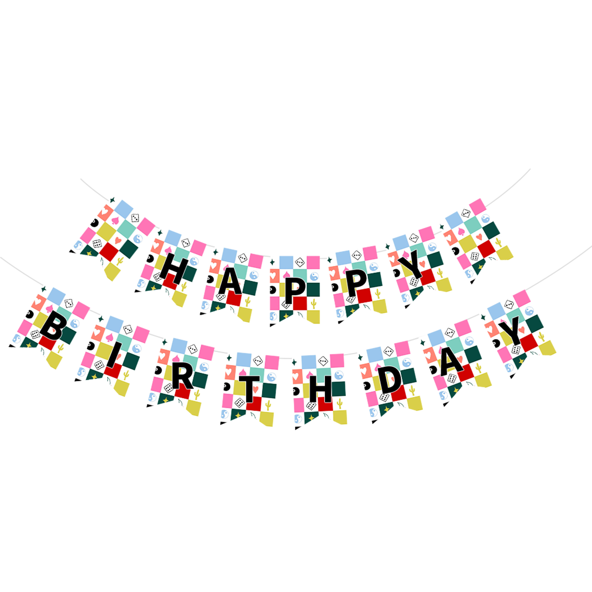 Chessboard Board Game Happy Birthday Paper Banner