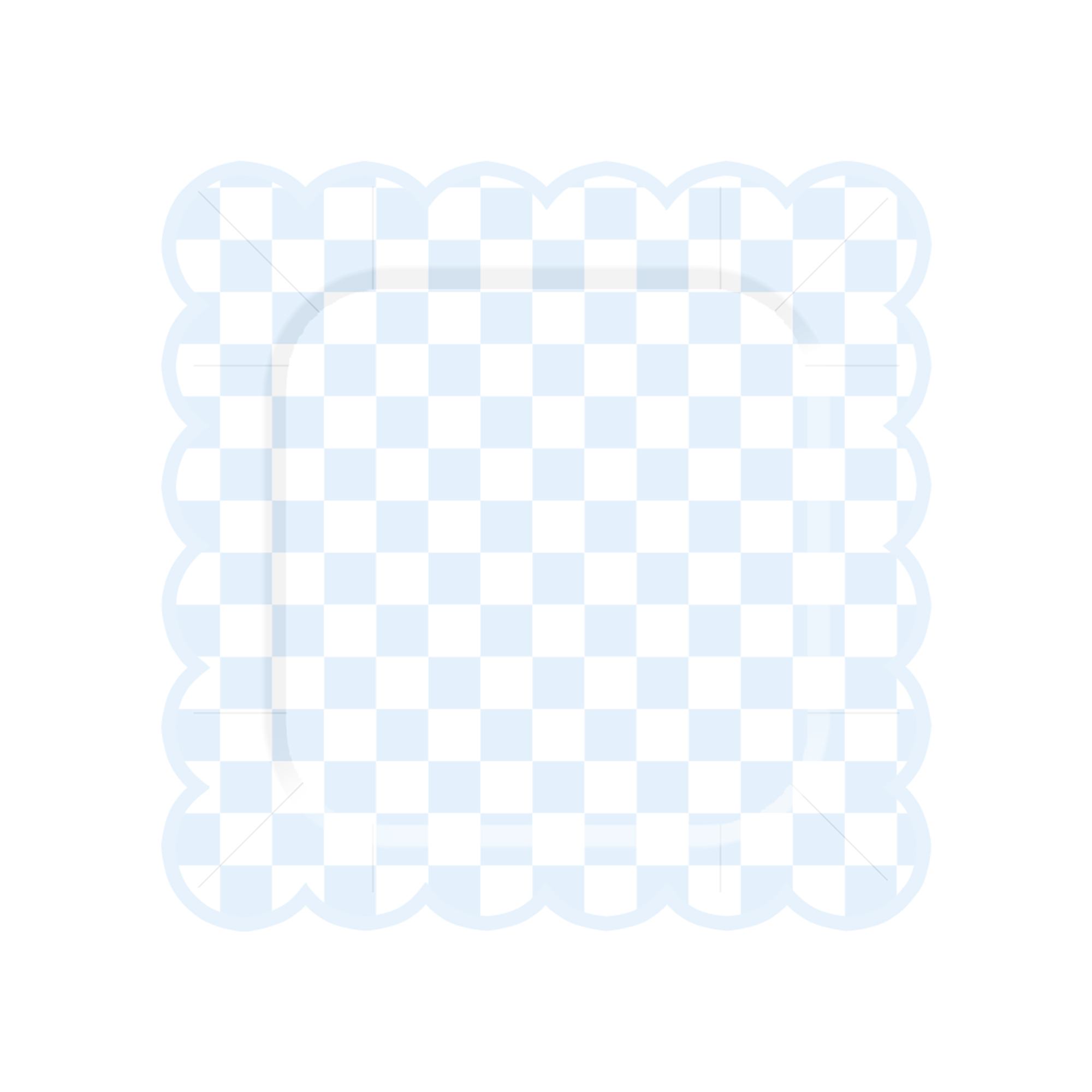 Fruit Theme Blue Square Grid Dinner Plate