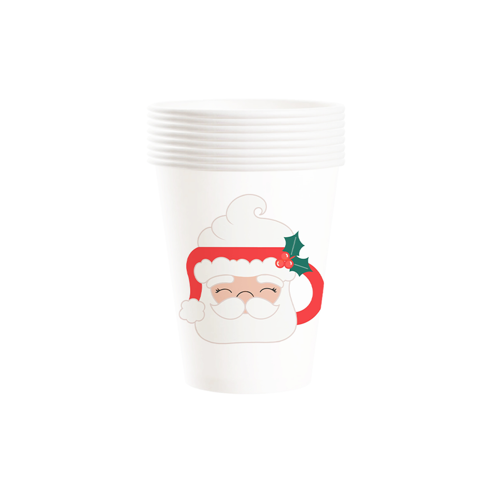 Christmas Theme White Background Santa Claus Pattern 9oz Cup