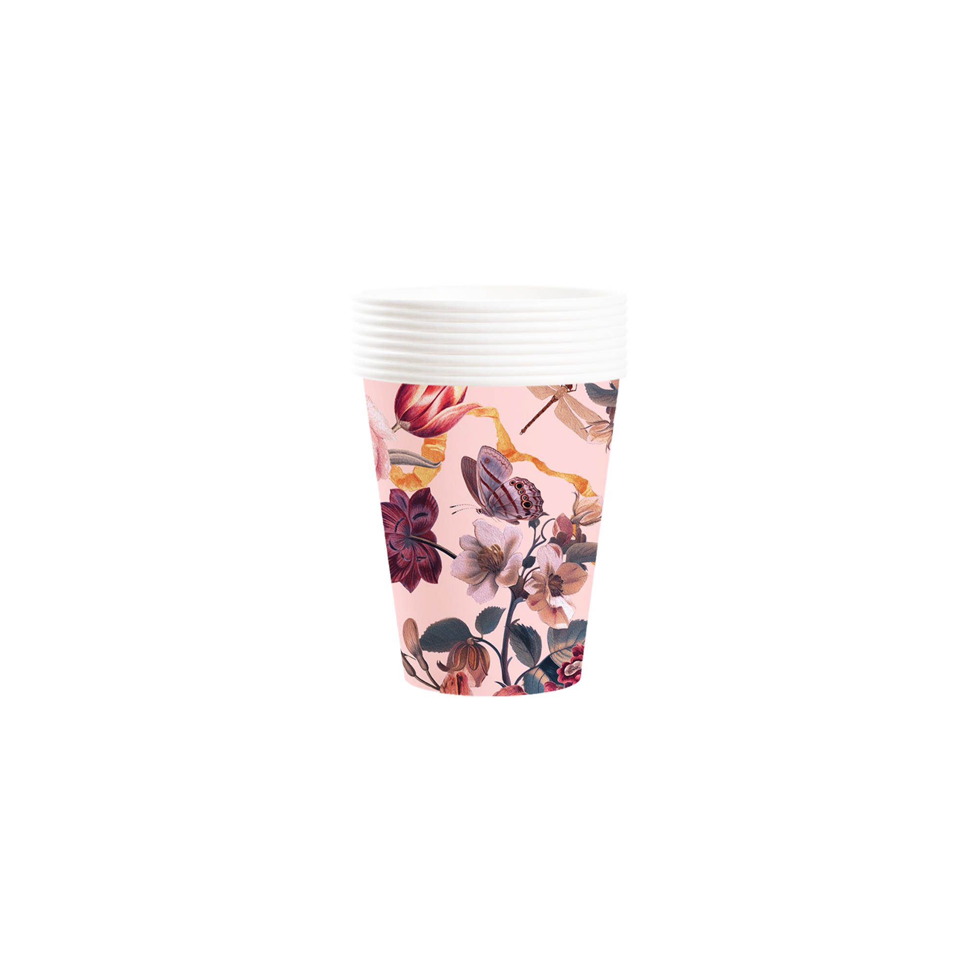 Floral Theme Pink Background Purple Flower Pattern 9oz Cup 