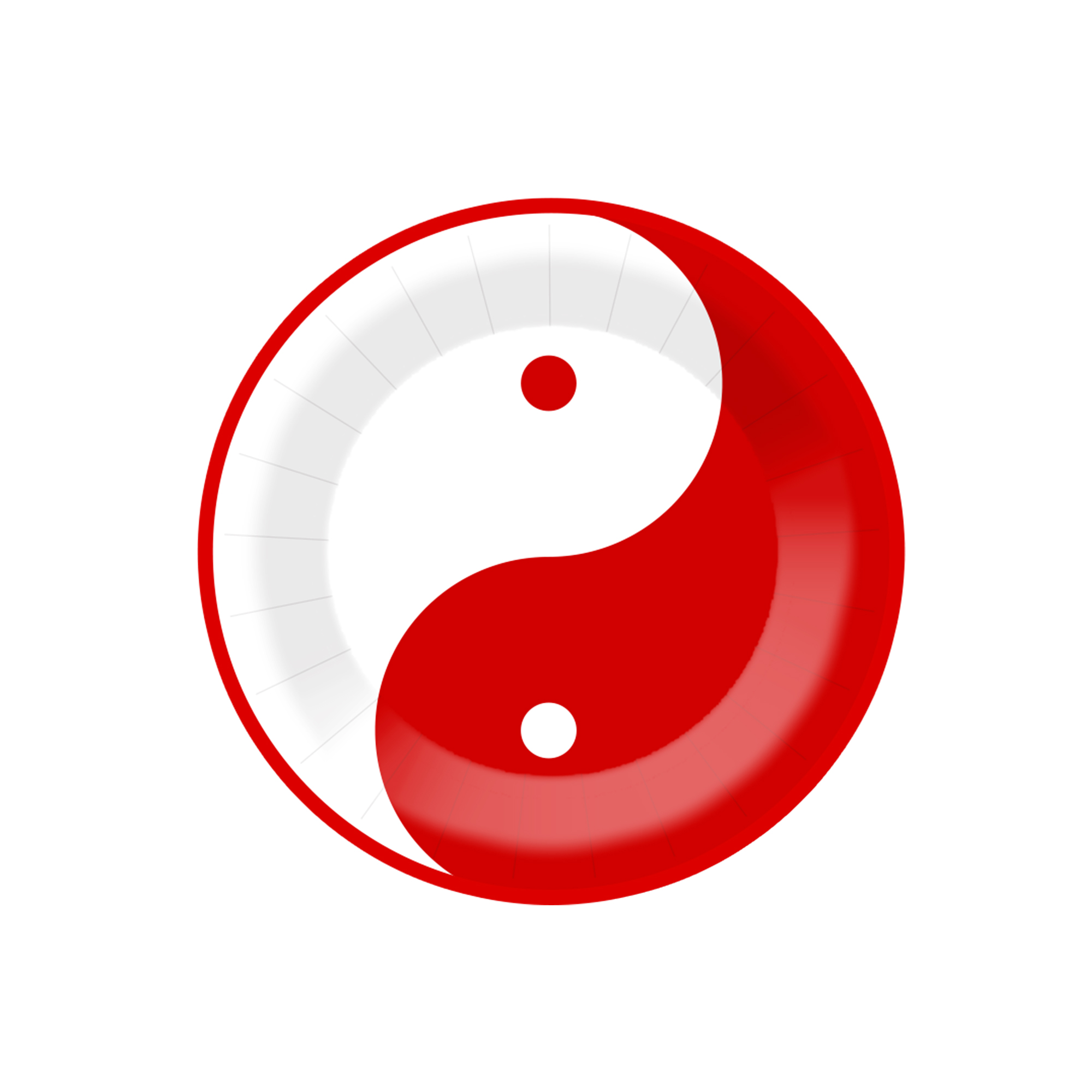 Red and white Tai Chi Yin Yang Dessert Plate