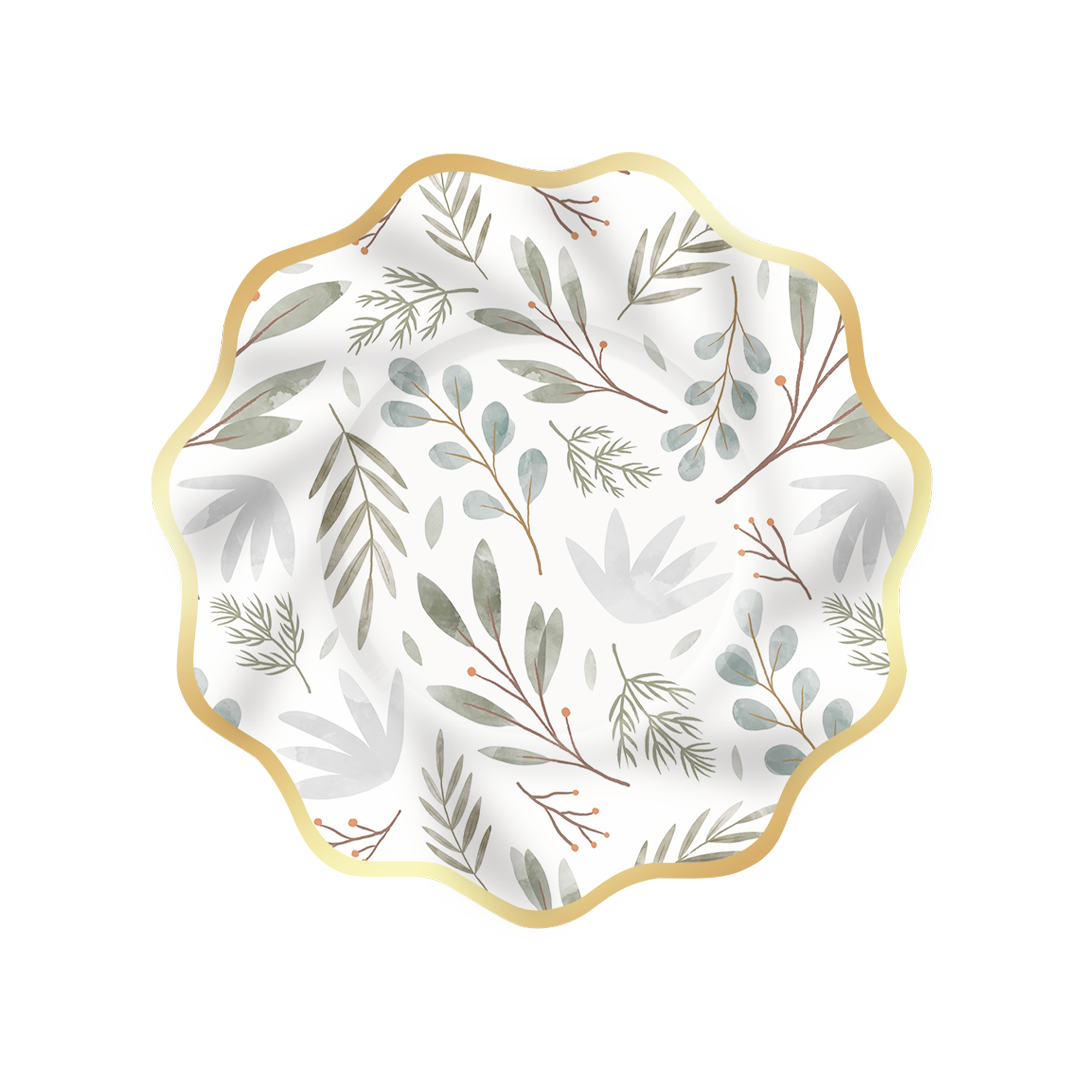 Floral Theme Wave Edge Gold Foil Dinner Plate