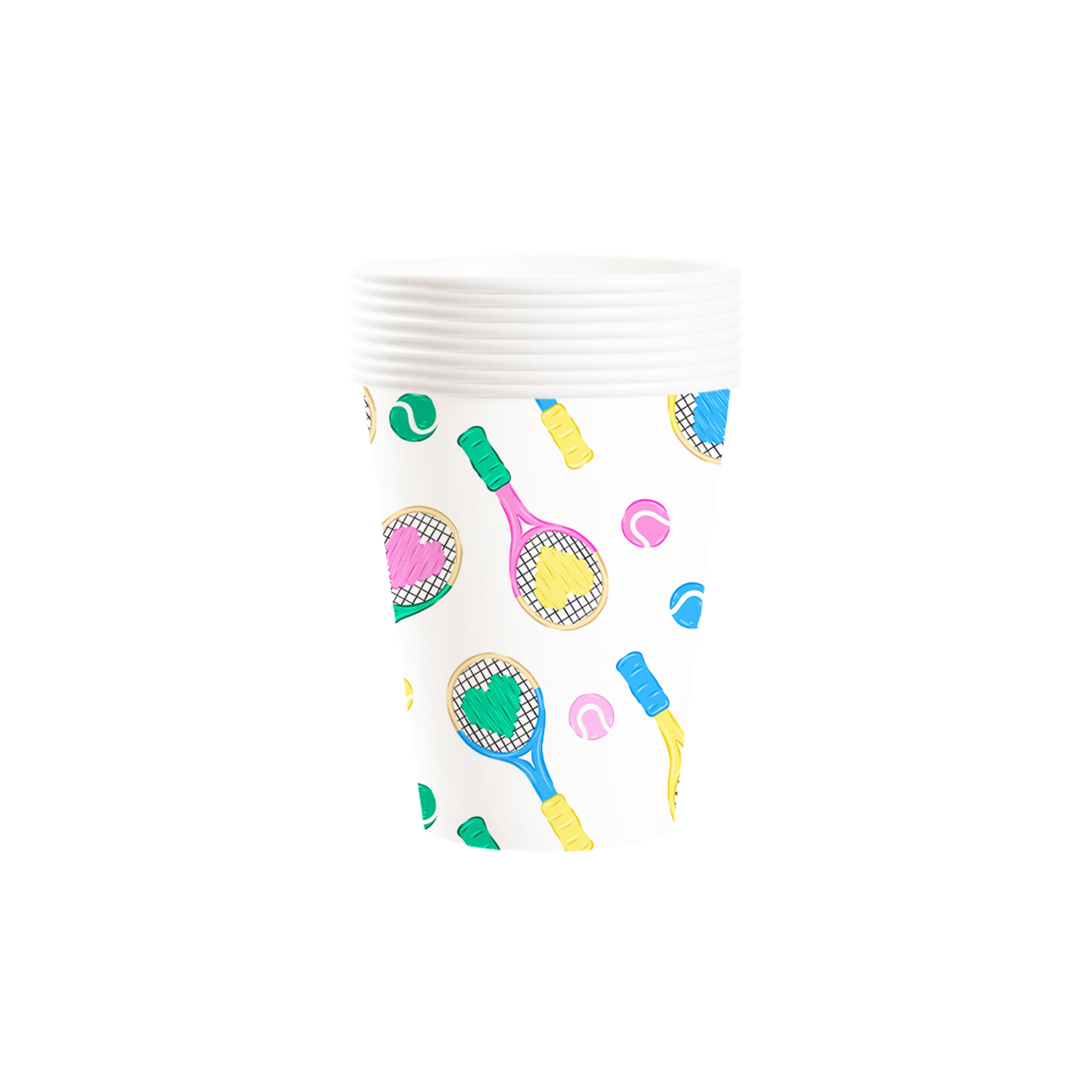 Sports Theme Beige Background Tennis Racket Pattern 9oz Cup