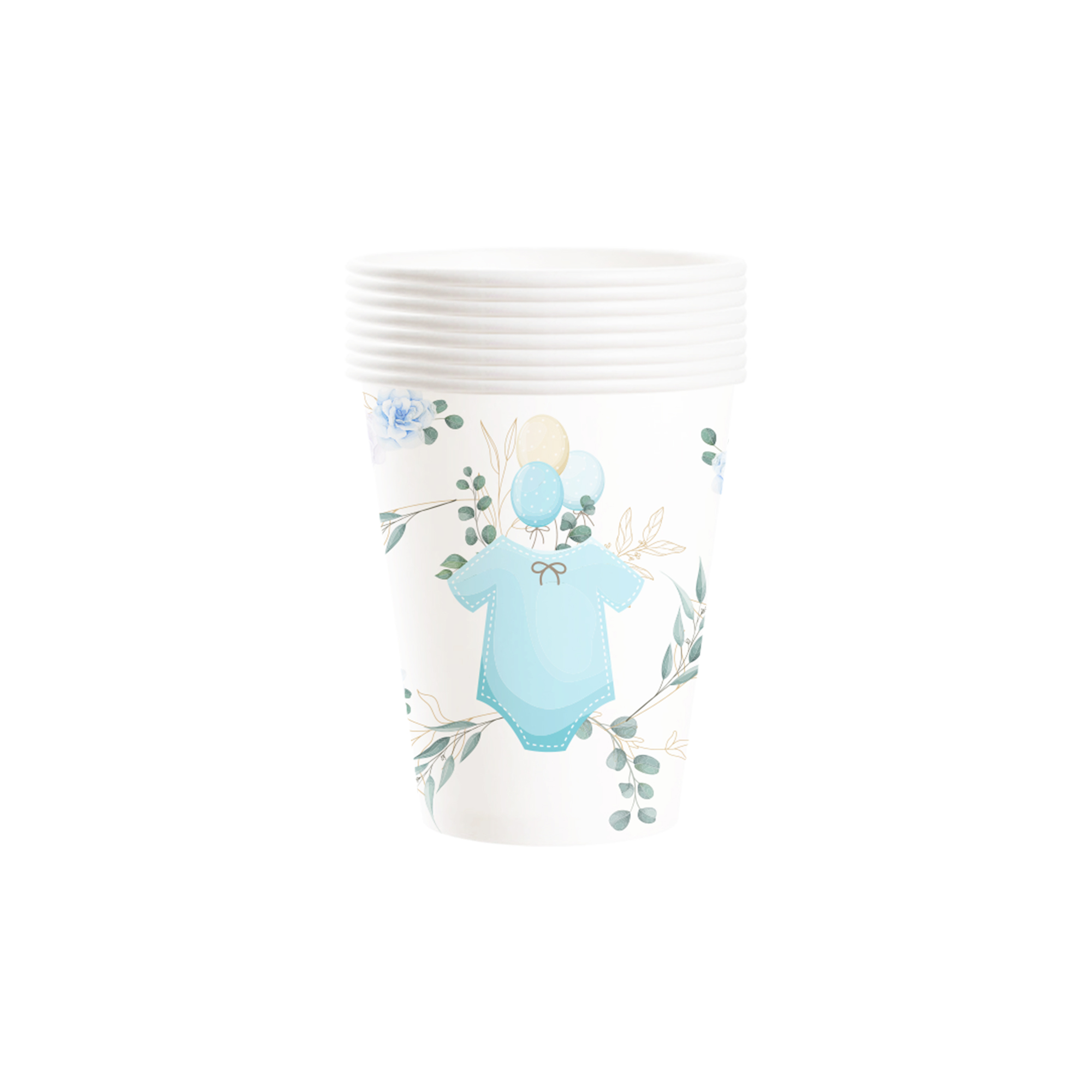 Baby Shower Theme Beige Background Light Blue Baby T-shirt Pattern 9oz Cup