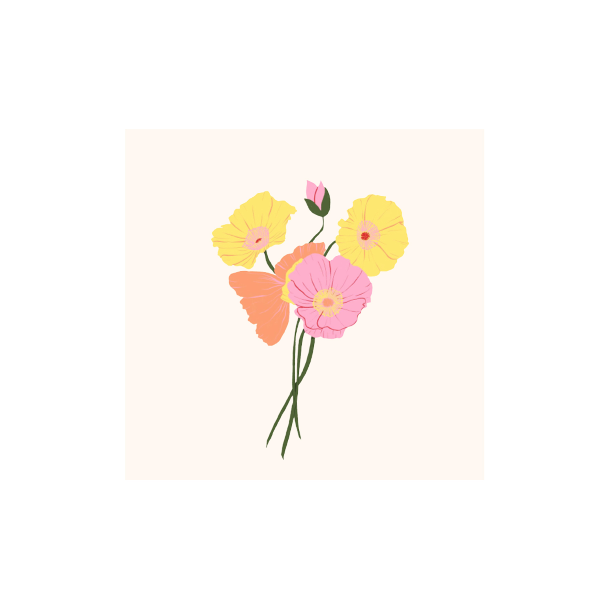 Floral Theme Yellow and Pink Flower Napkin