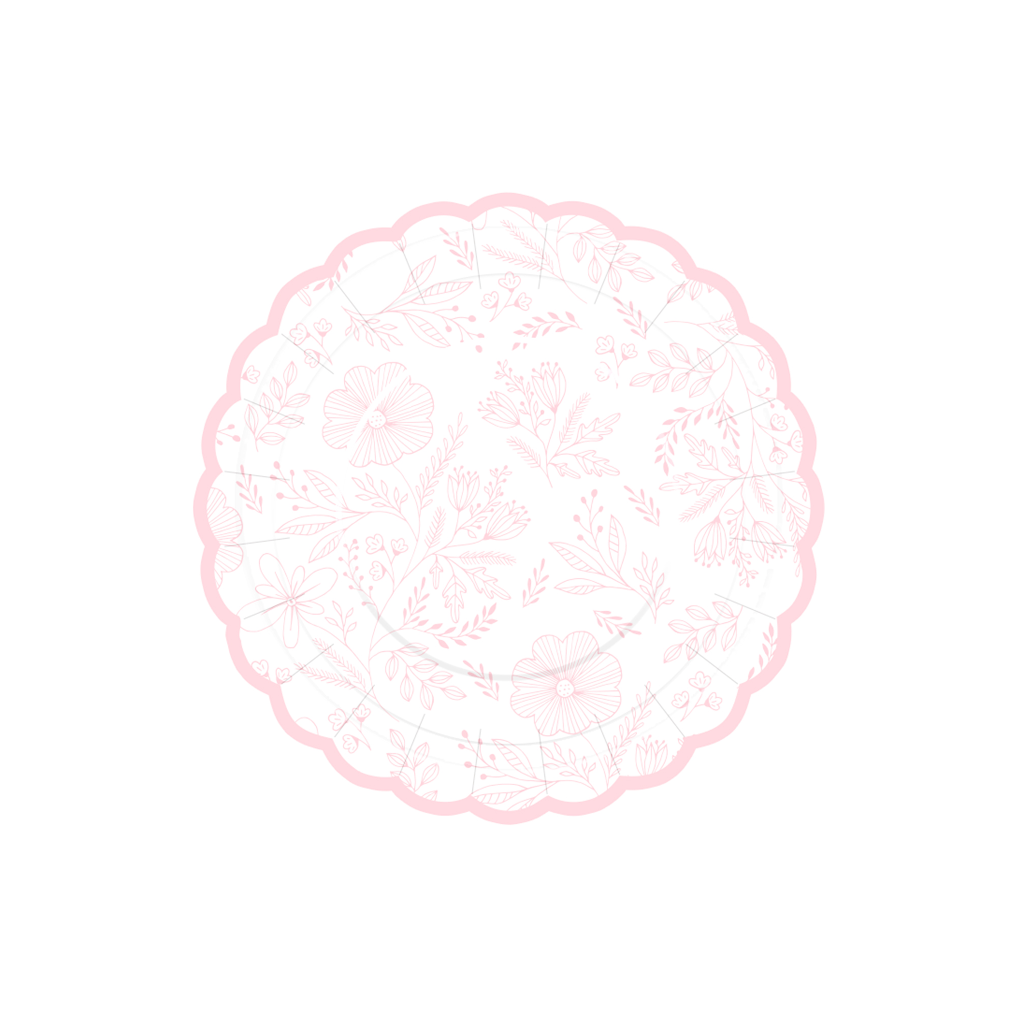 Floral Theme Pink Lace Shape with Pink Flower Dessert Plate