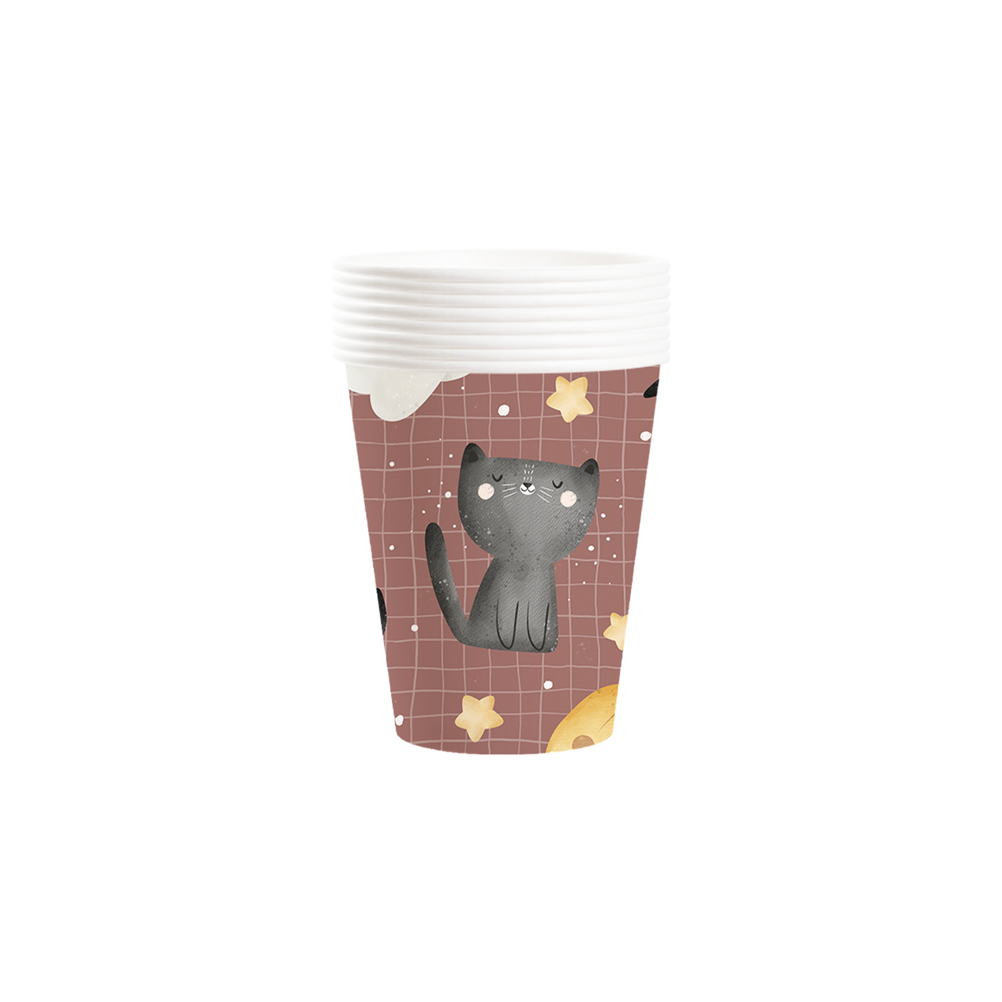 Halloween Theme Brown Background Black Cat Pattern 9oz Cup