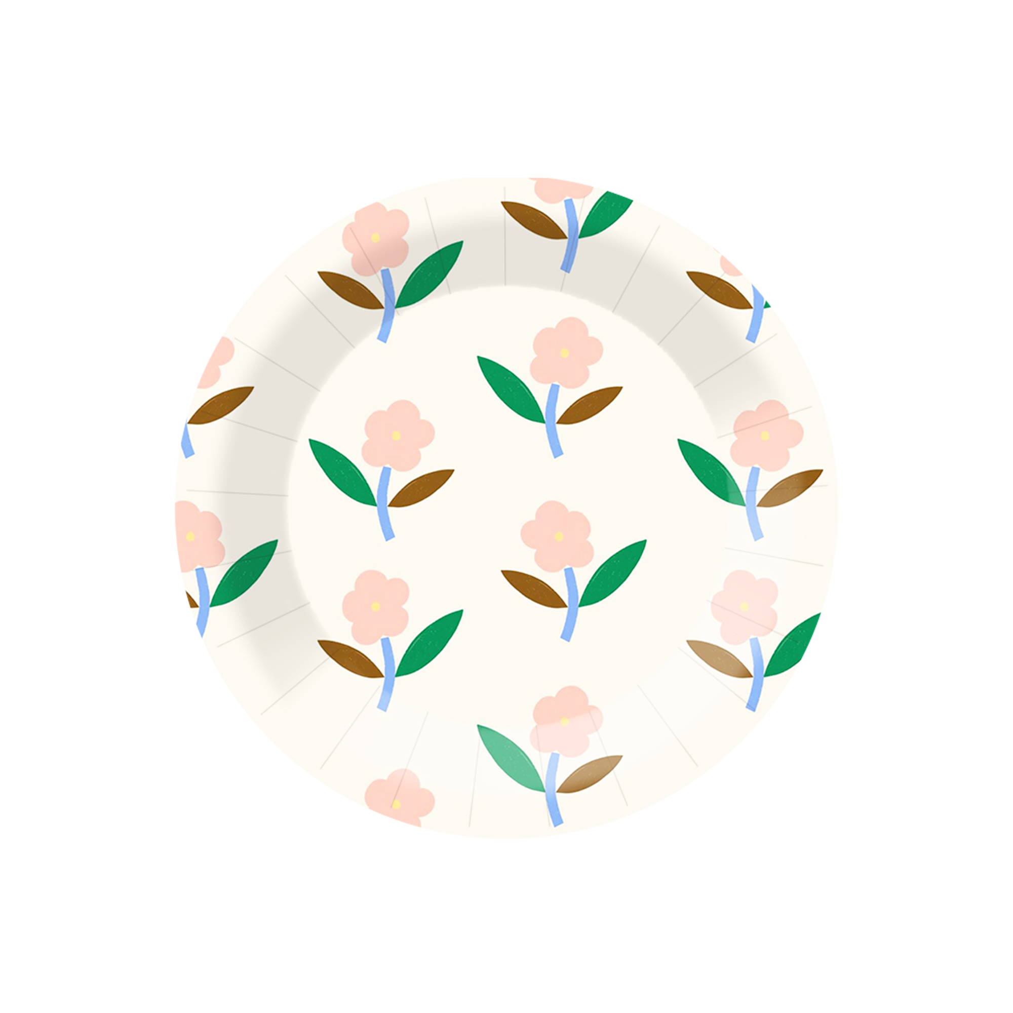 Floral Theme Beige Round Shape with Flower Dessert Plate