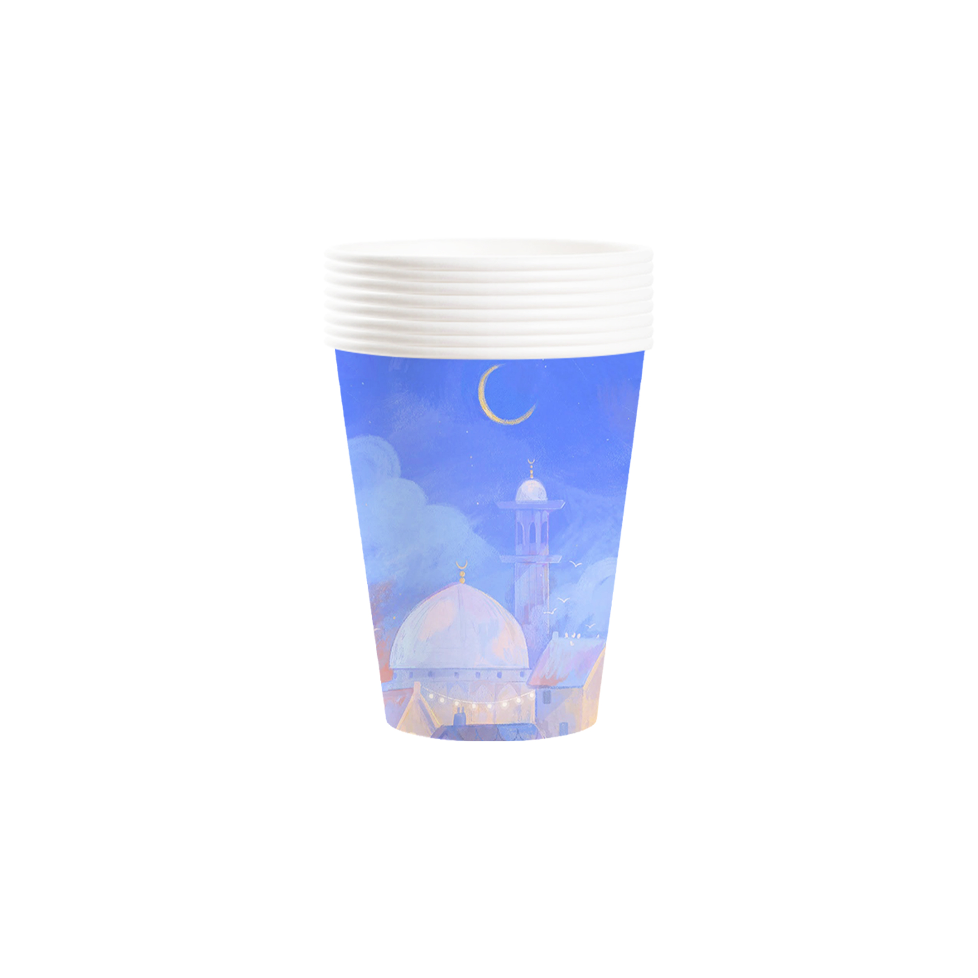 Eid Theme  Blue Background Moon&Mosque Pattern 9oz Cup 
