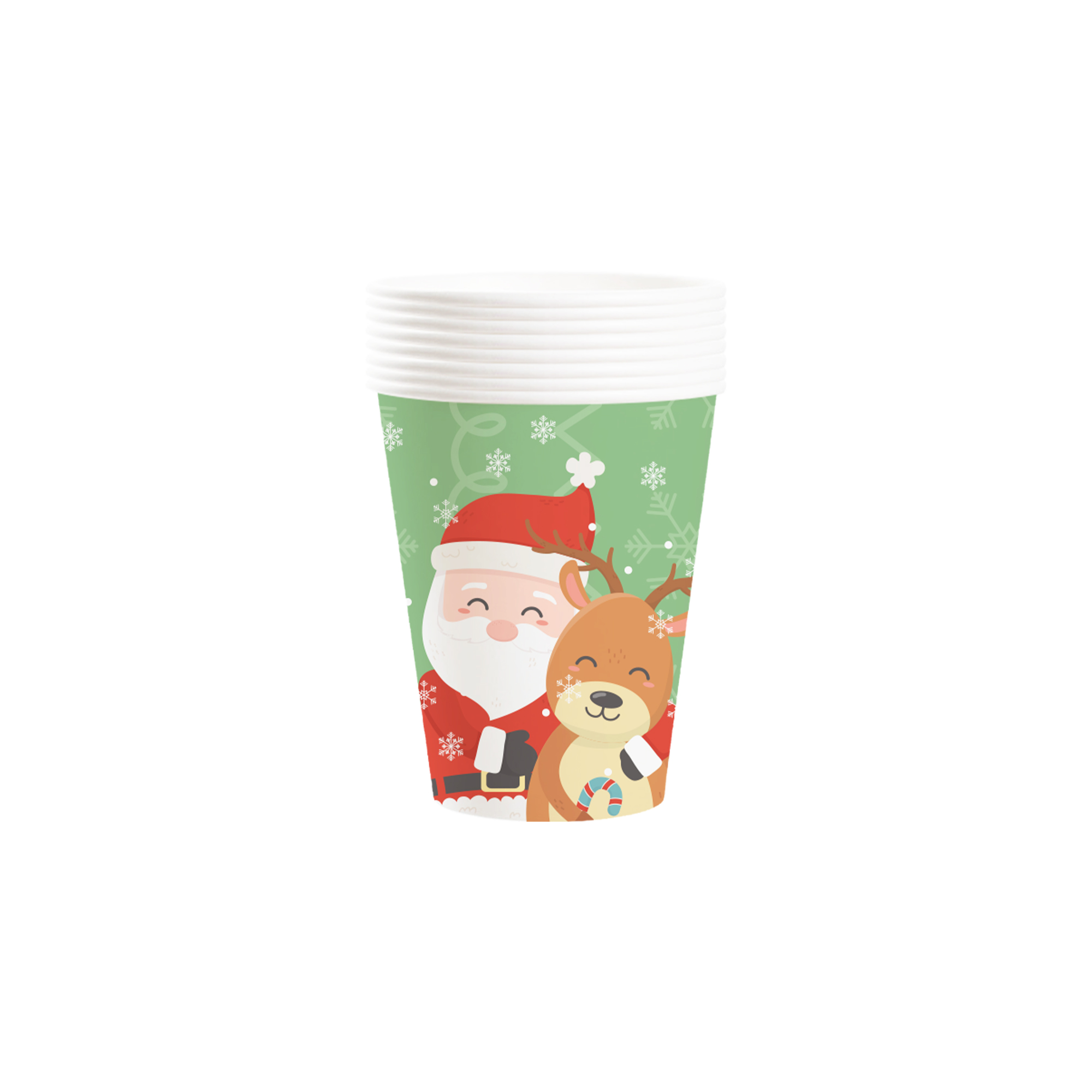 Christmas Theme Green Background Santa Claus&Reindeer Pattern 9oz Cup
