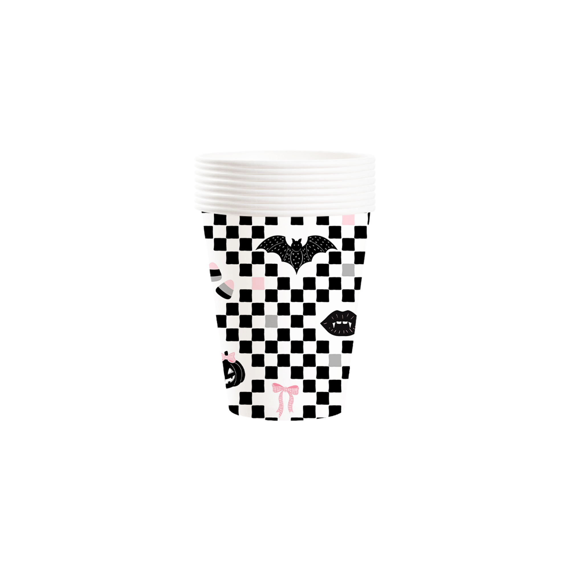 Halloween Theme Checkerboard Background Bat Pattern 9oz Cup