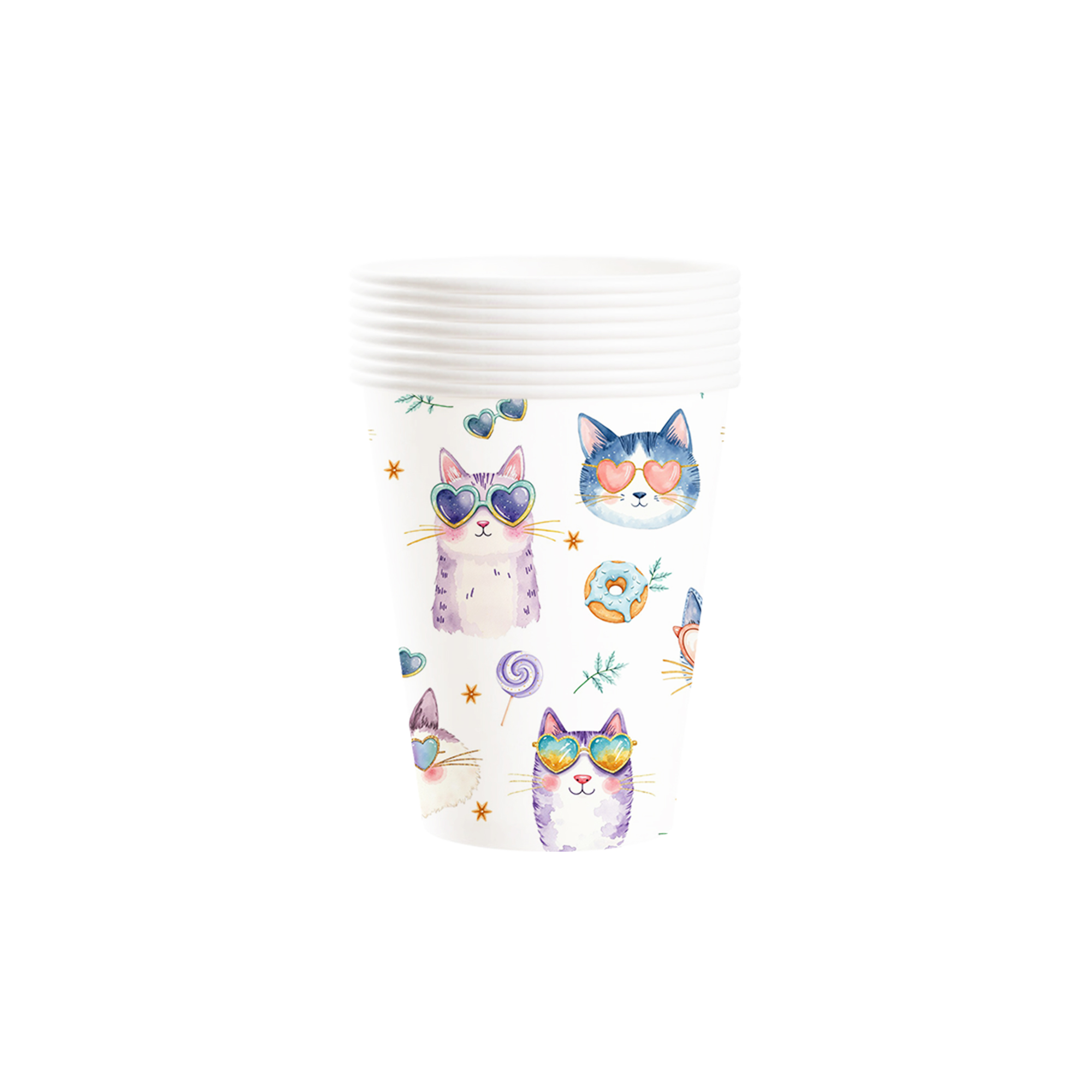 Animal Theme White Background Cat Pattern 9oz Cup