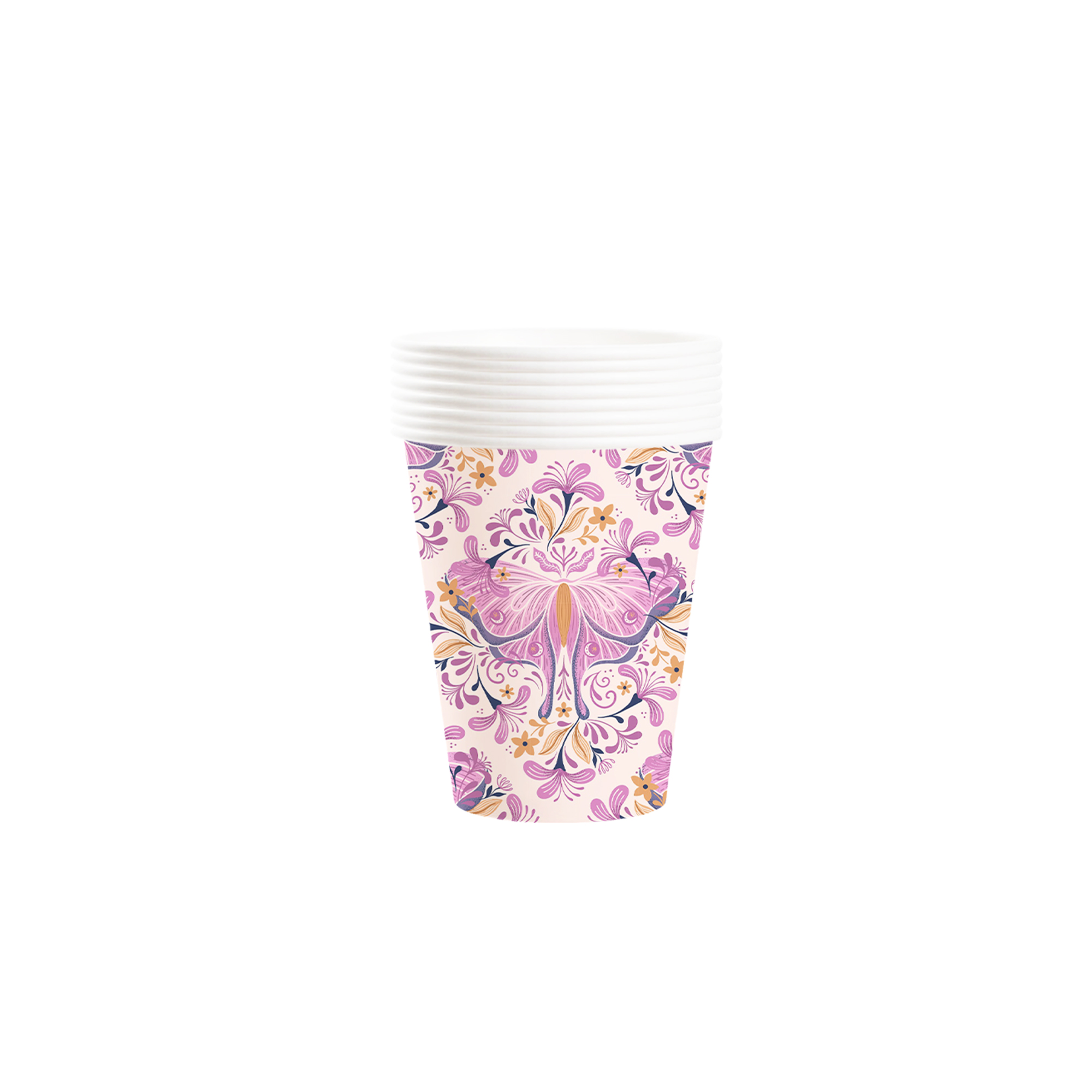 Animal Theme white Background Hot Pink Butterfly Pattern 9oz Cup