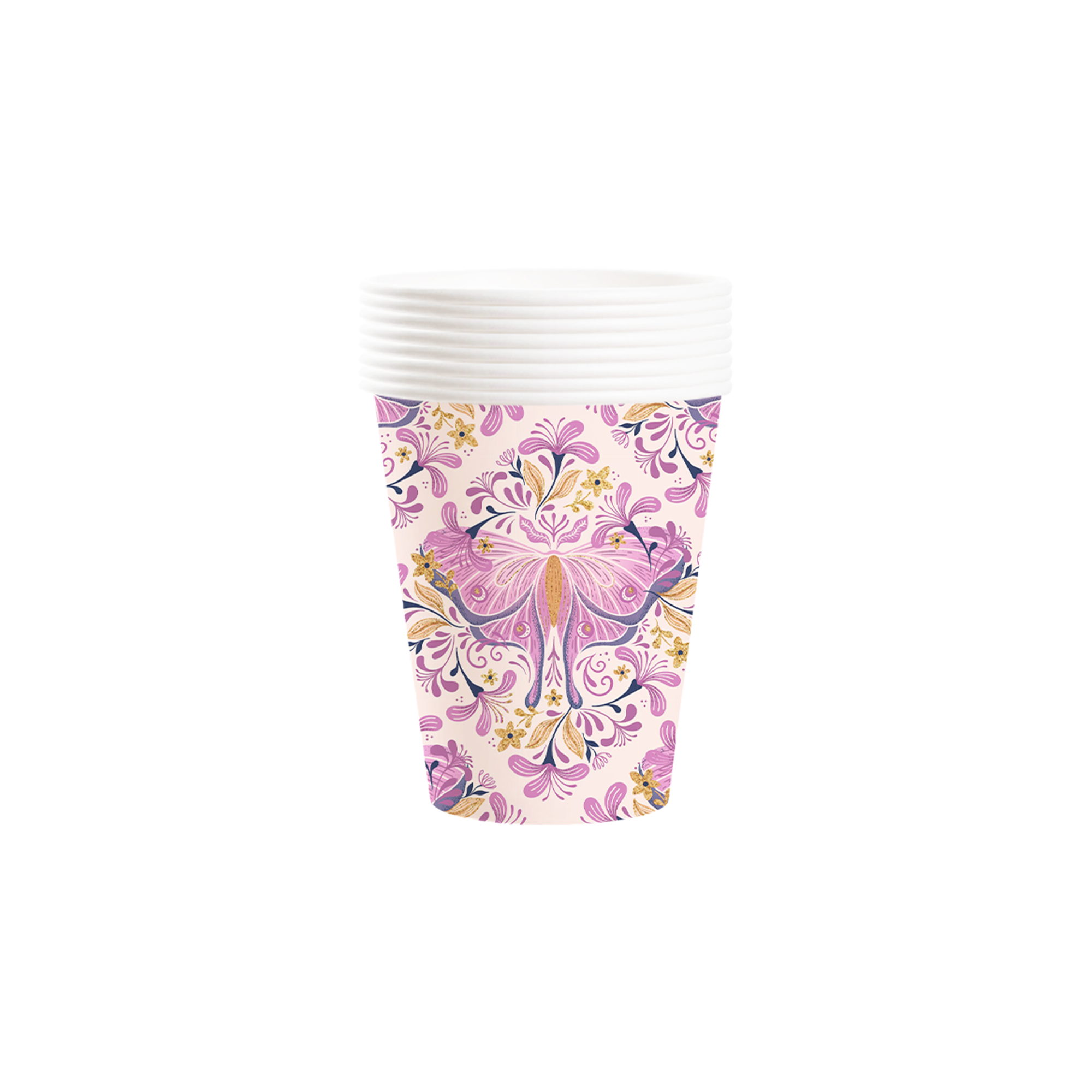 Animal Theme Light Pink Background Butterfly Pattern 9oz Cup