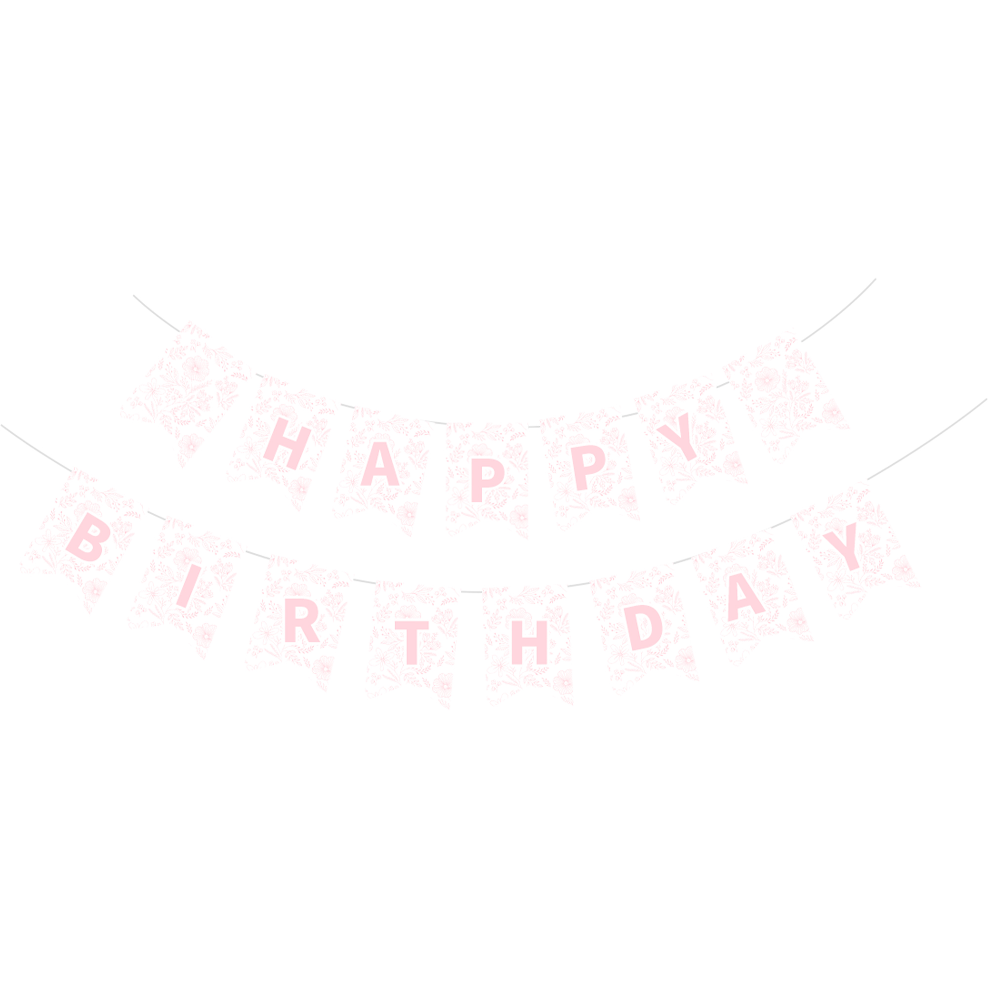 Floral Theme Pink Happy Birthday Paper Banner