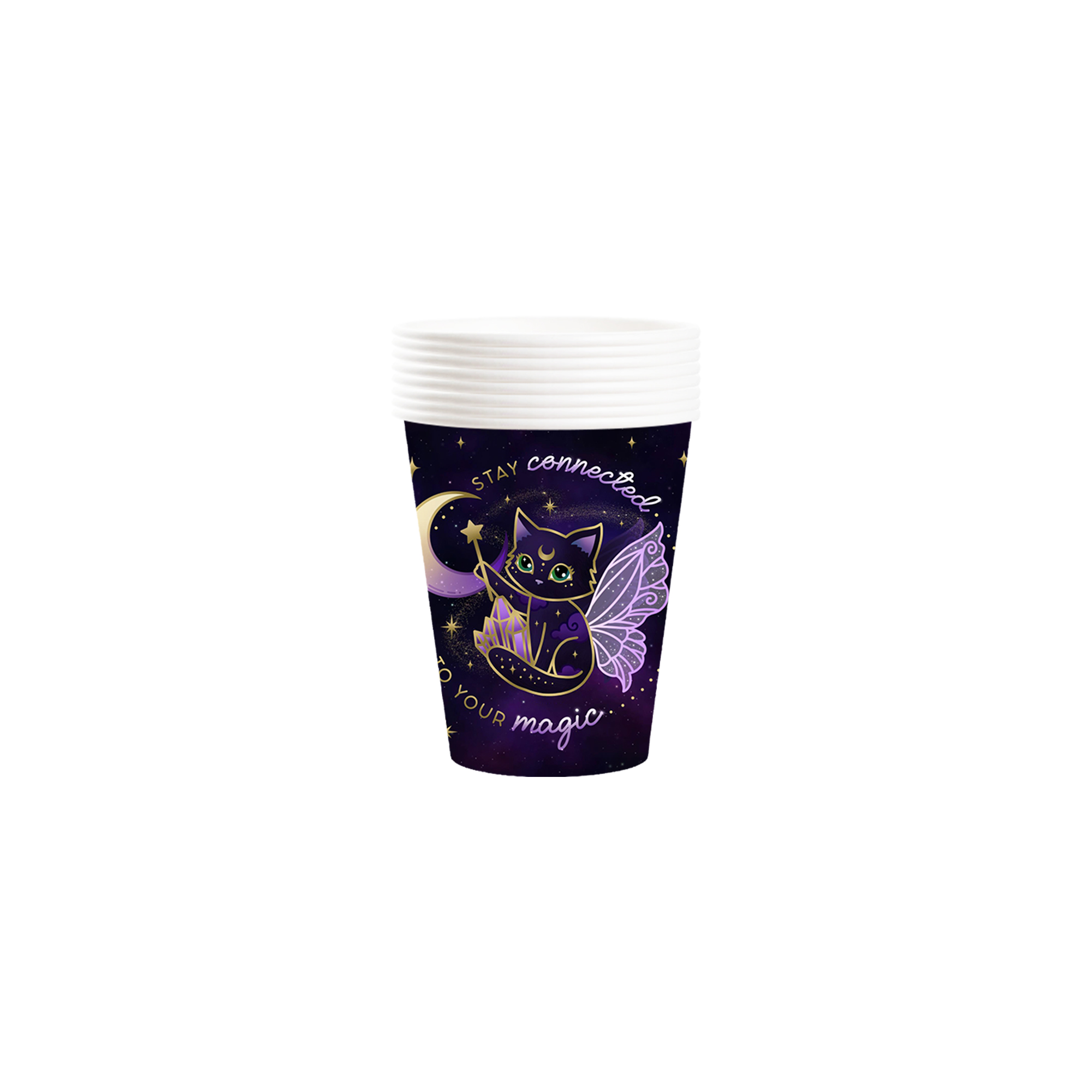 Halloween Theme Dark Purple Background Cat Pattern 9oz Cup