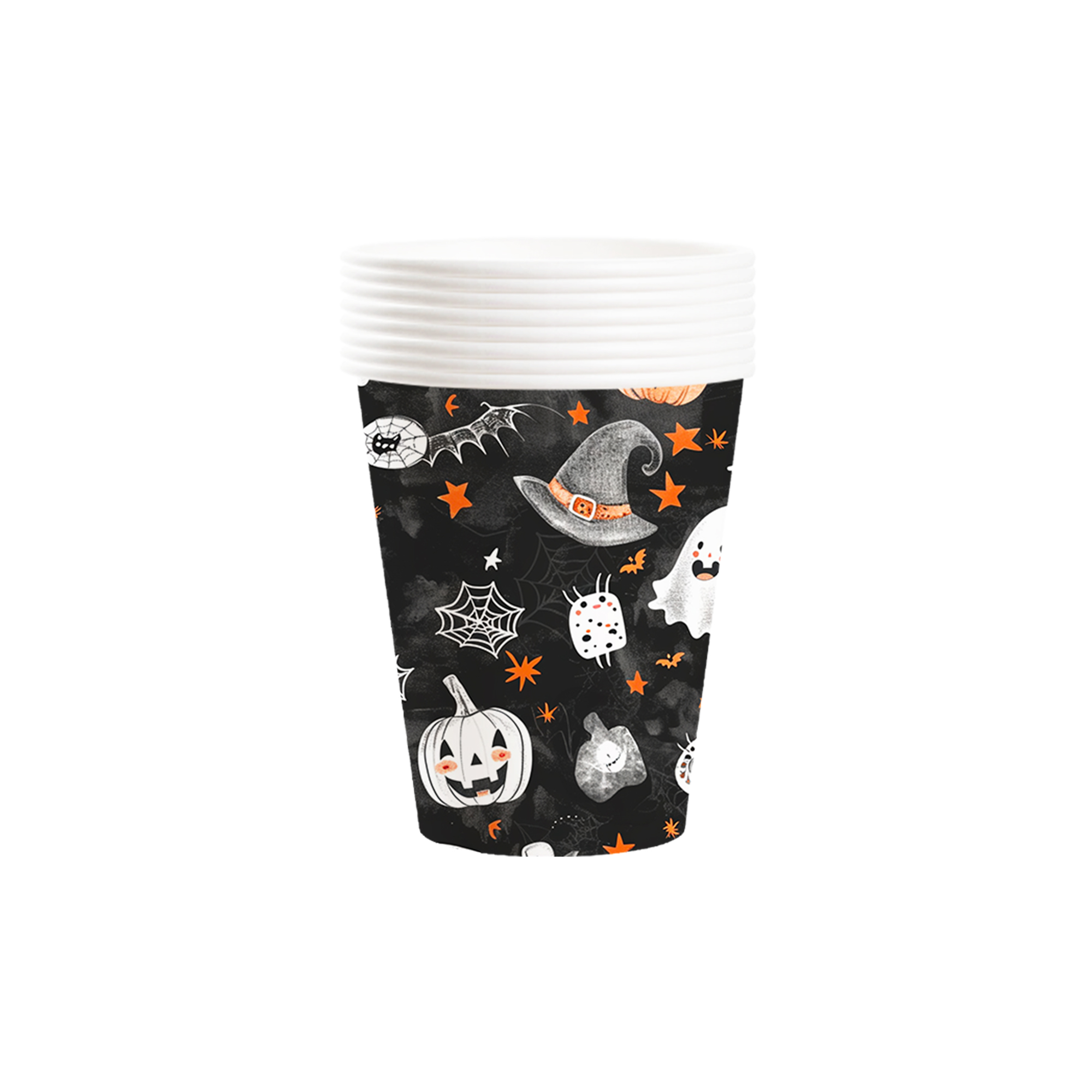 Halloween Theme Black Background Witch Hat Pattern 9oz Cup