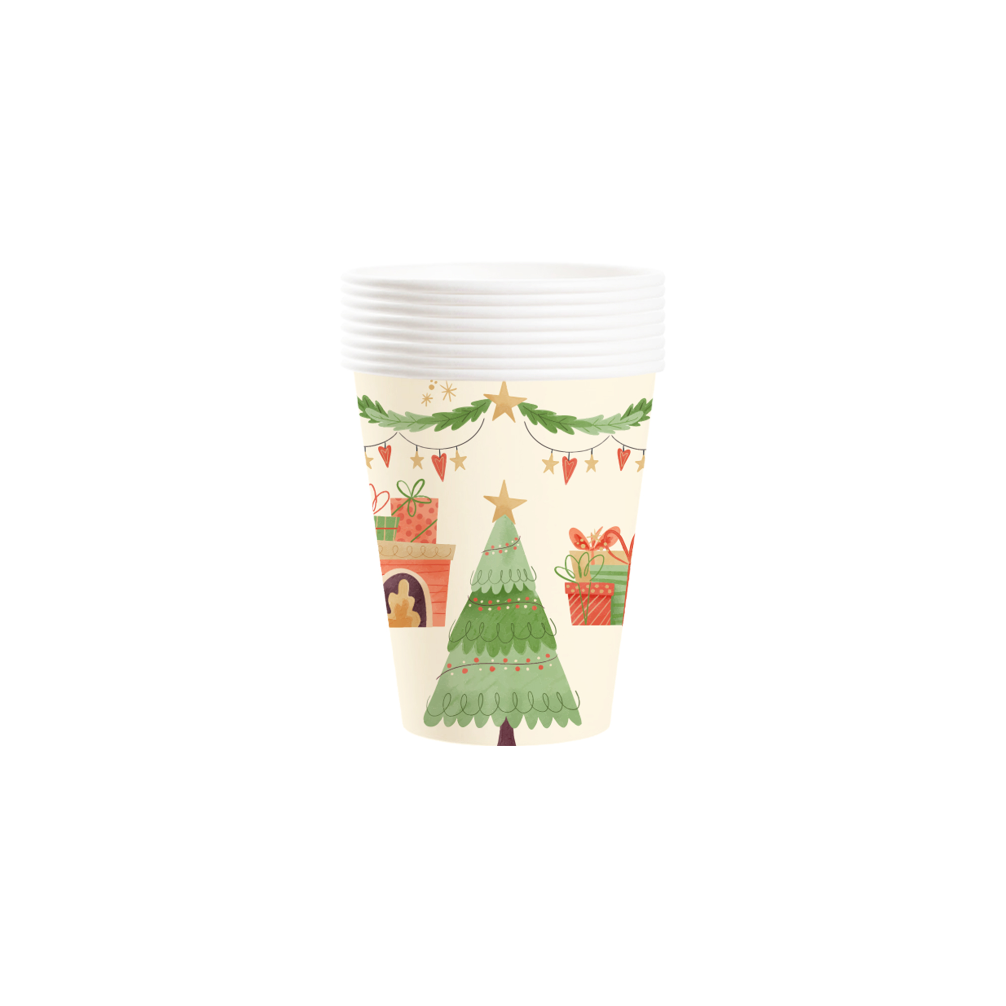 Christmas Theme Yellow Background Christmas Tree Pattern 9oz Cup