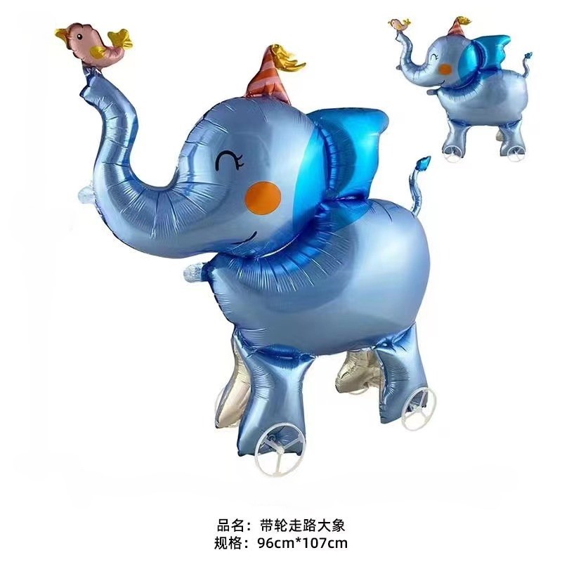 Animal Series Wheel Series Blue Elephant Shape Aluminum Film Balloon