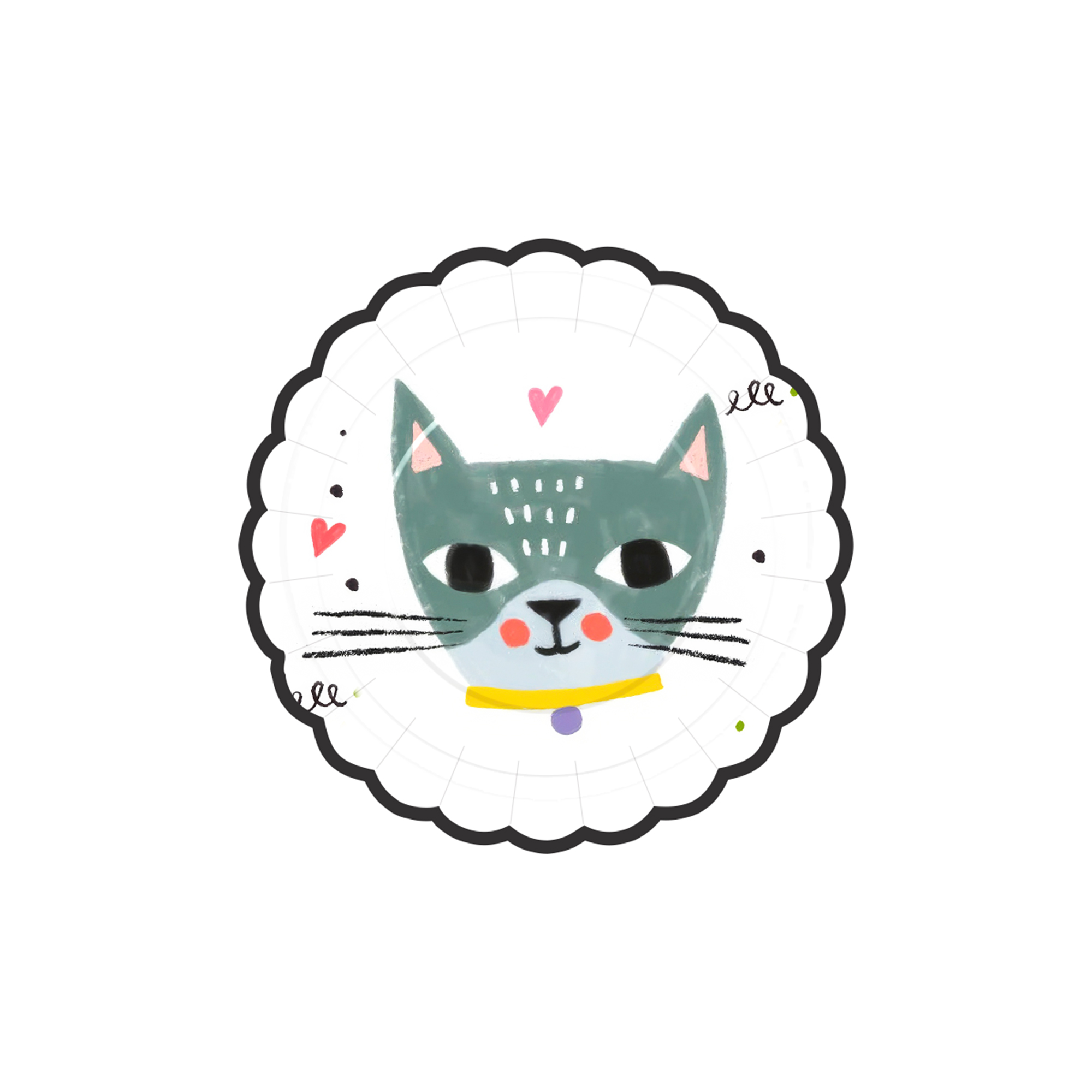 Animals Theme Lace Shape with Cat Dessert Plate
