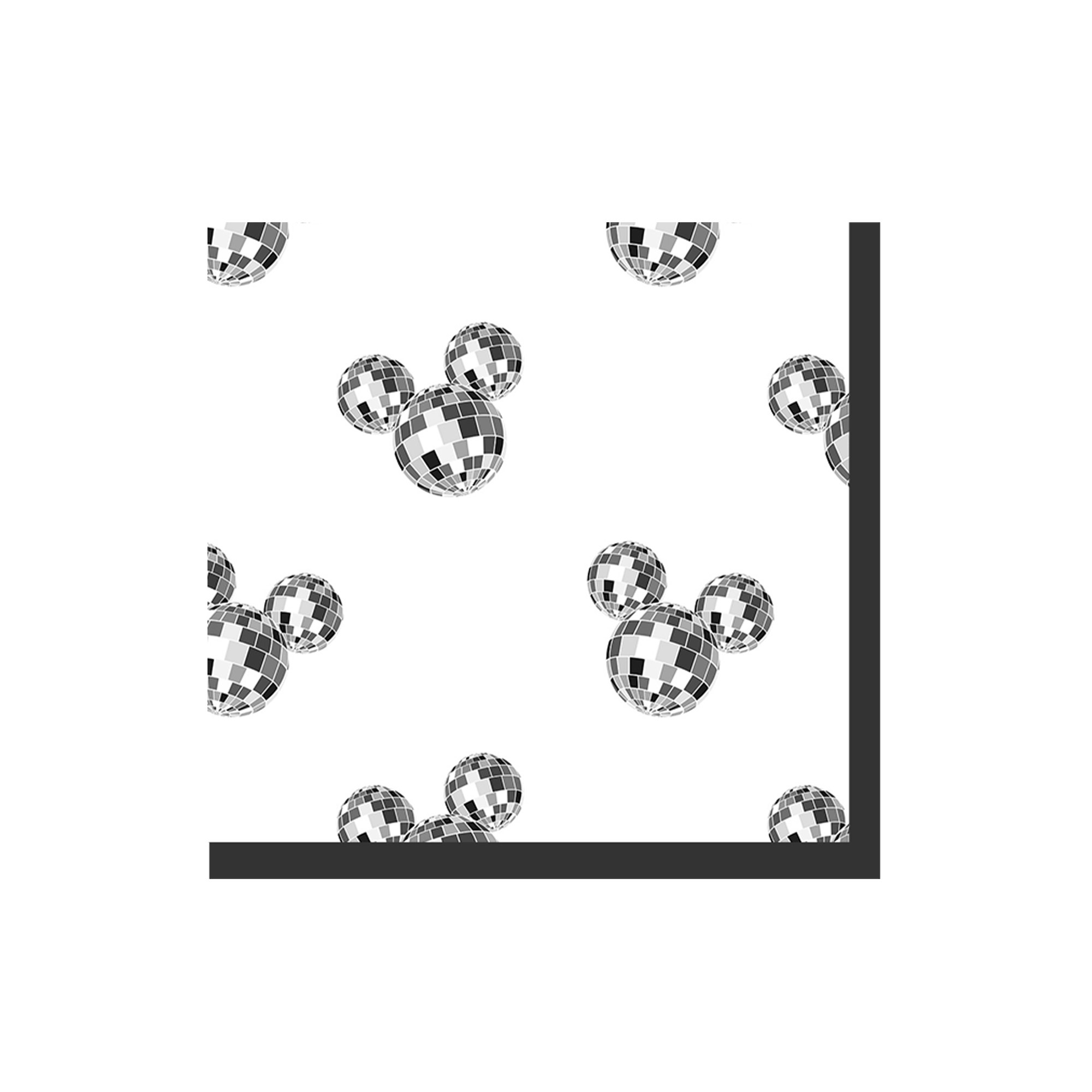 New Year Theme Silver Mickey Mouse Disco Pattern Napkin